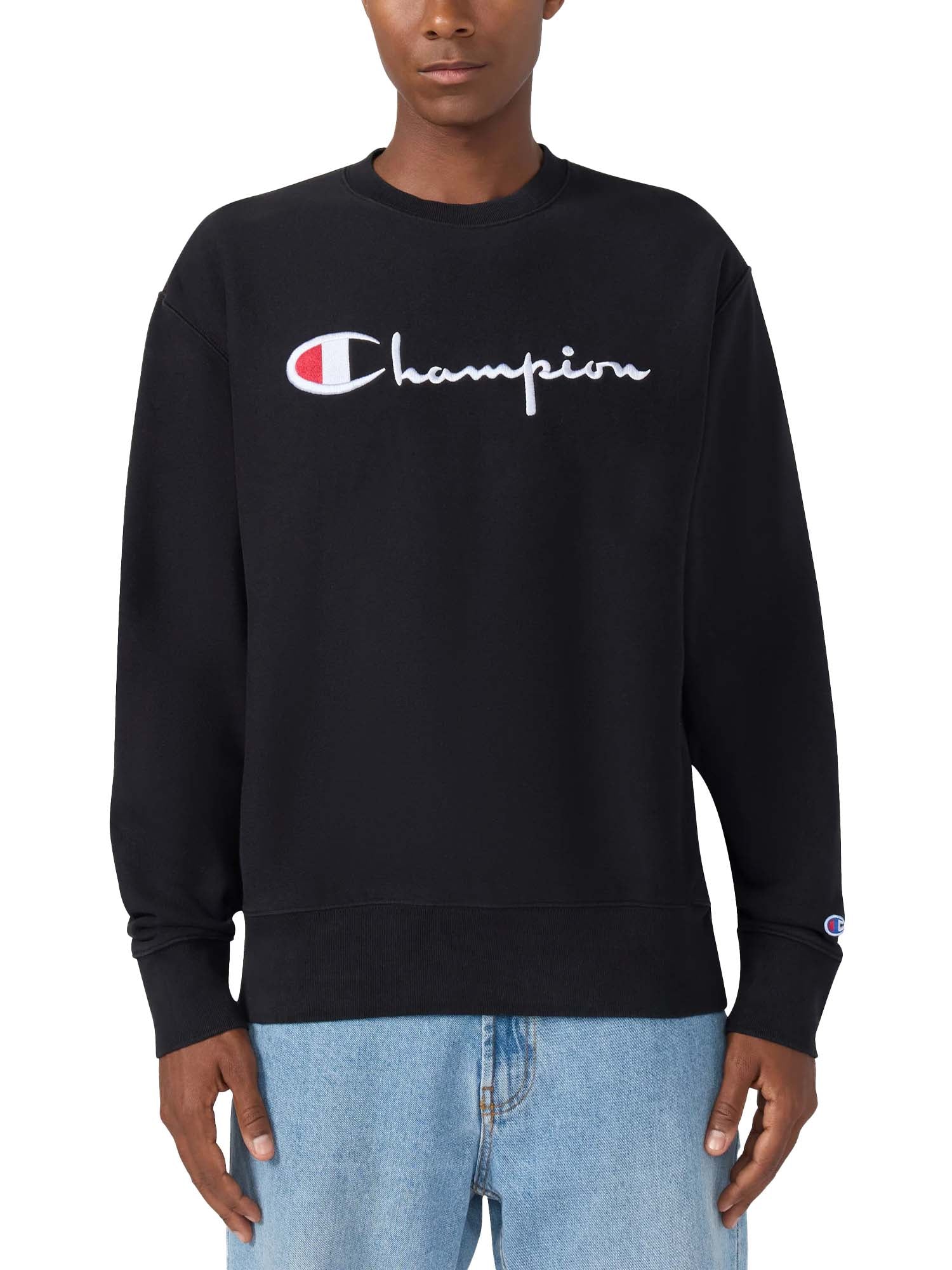Champion Felpa Girocollo Reverse Weave da Uomo Nero