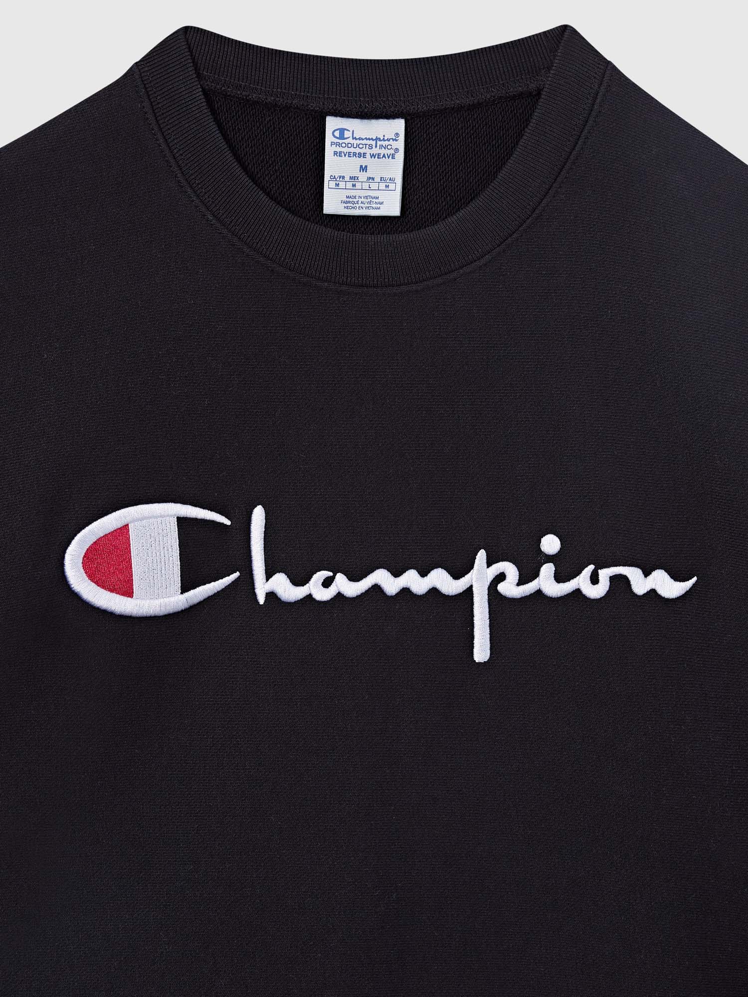 Champion Felpa Girocollo Reverse Weave da Uomo Nero