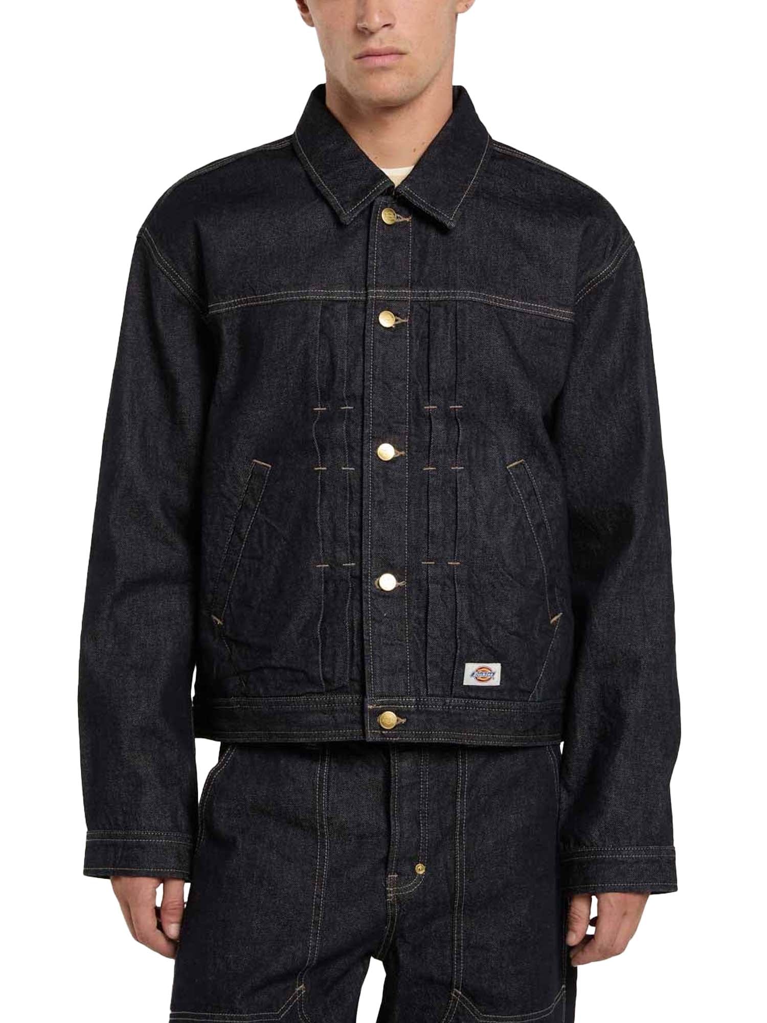 Dickies Giacca trucker in denim con pieghe Blu