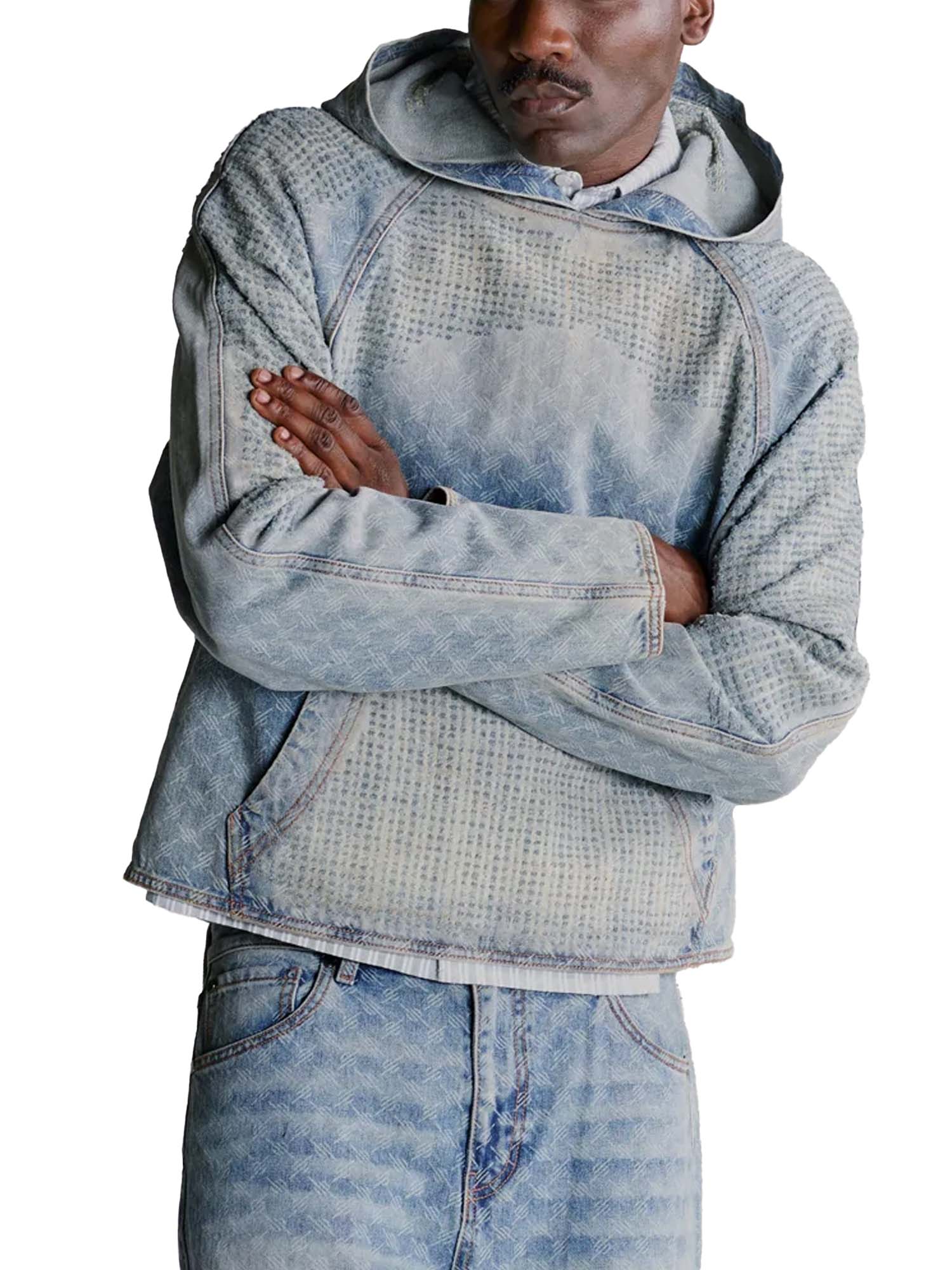 Daily Paper Felpa Destroyed Denim Blu