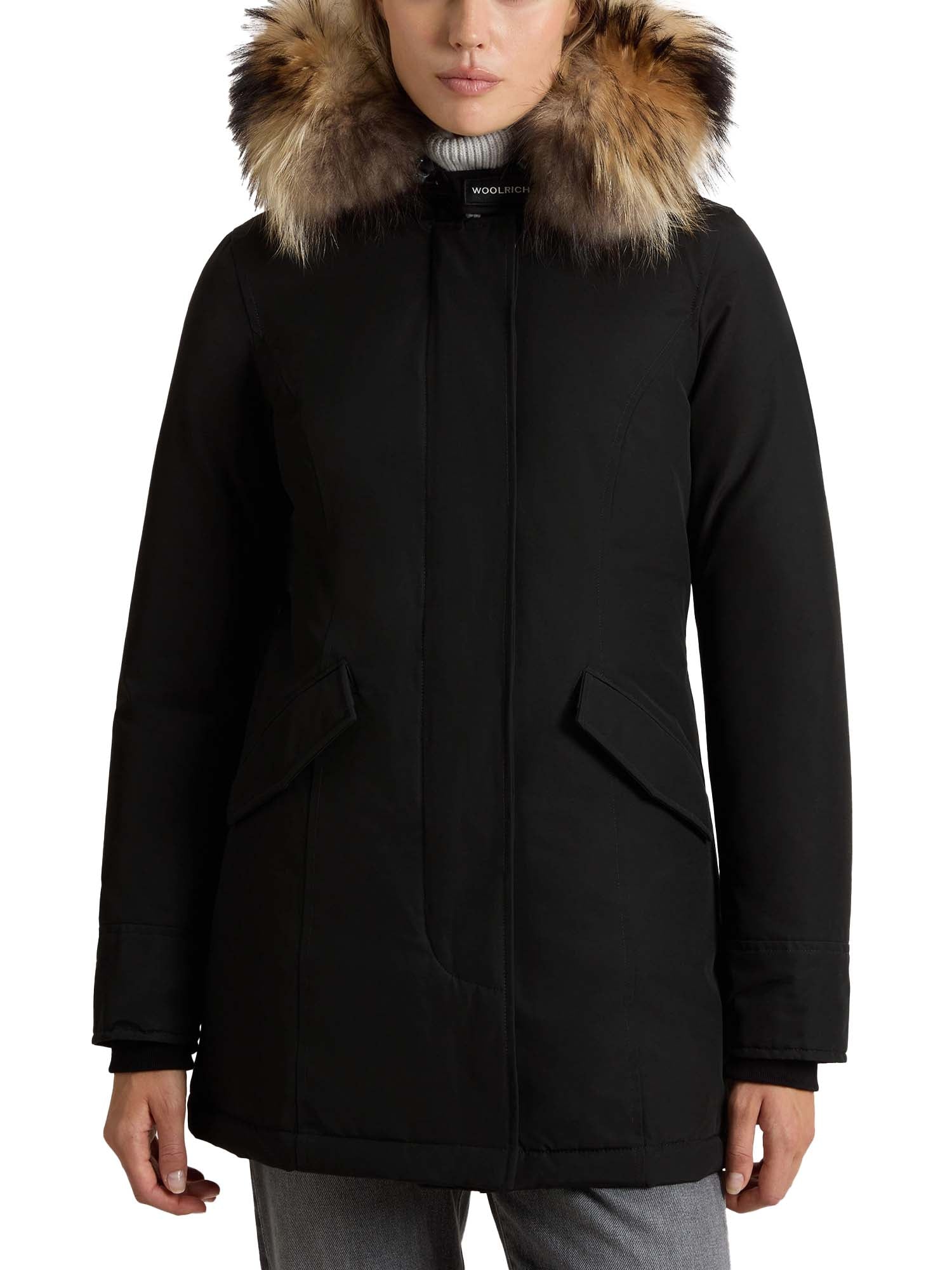 Woolrich Arctic Parka in Ramar Cloth con pelliccia removibile Nero