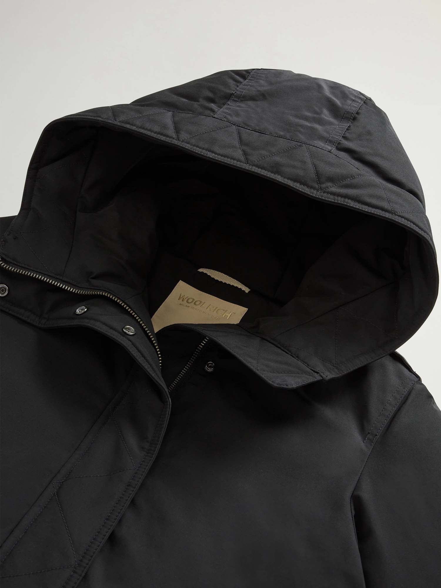 Woolrich Giacca imbottita in Ramar Cloth con cappuccio Nero