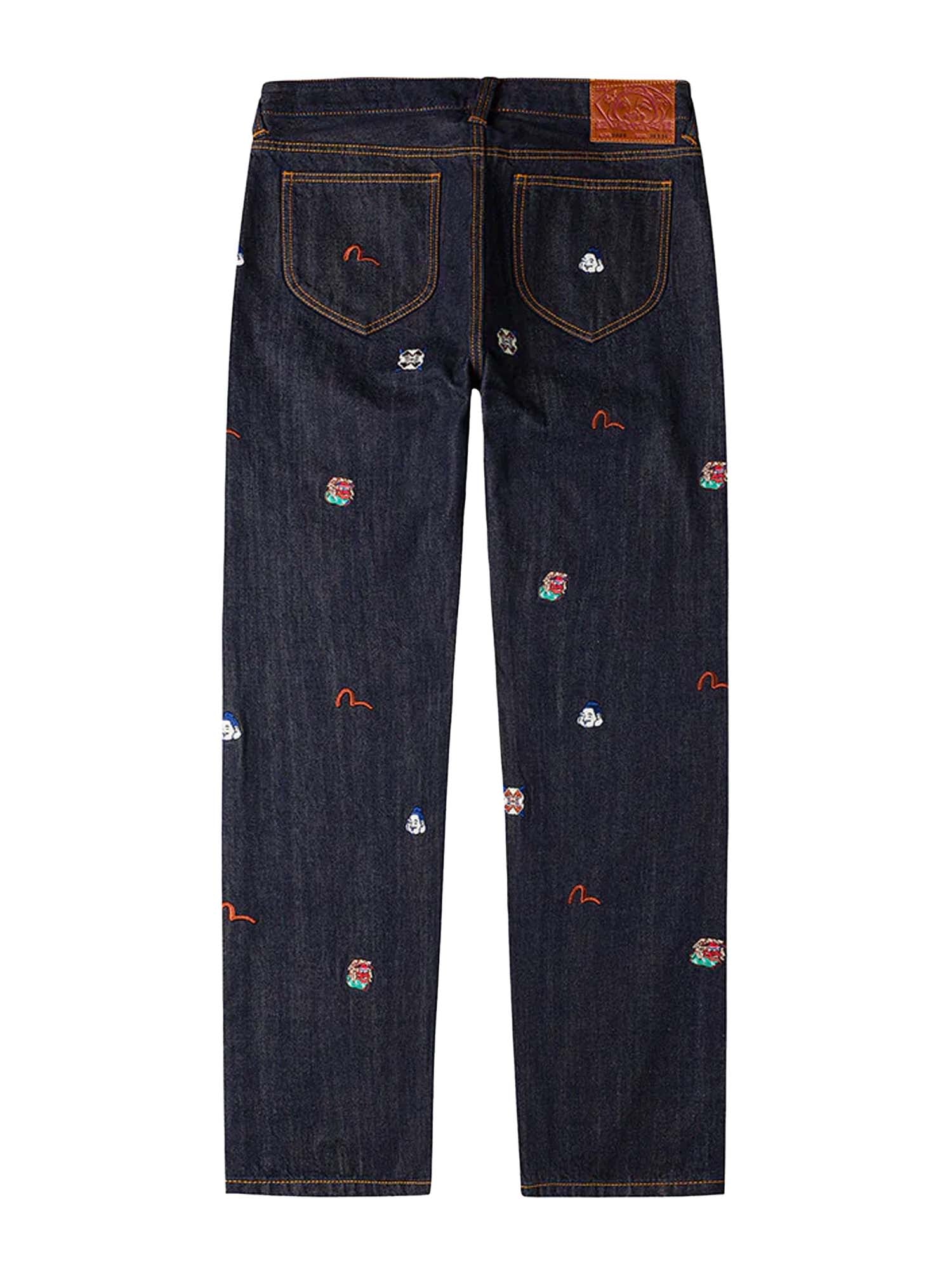 Evisu Jeans Allover Brand Embroidery Regular Fit 2020 Azzurro