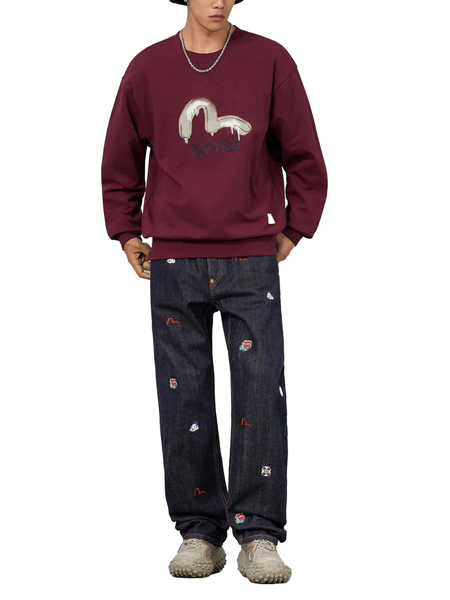 Evisu Jeans Allover Brand Embroidery Regular Fit 2020 Azzurro