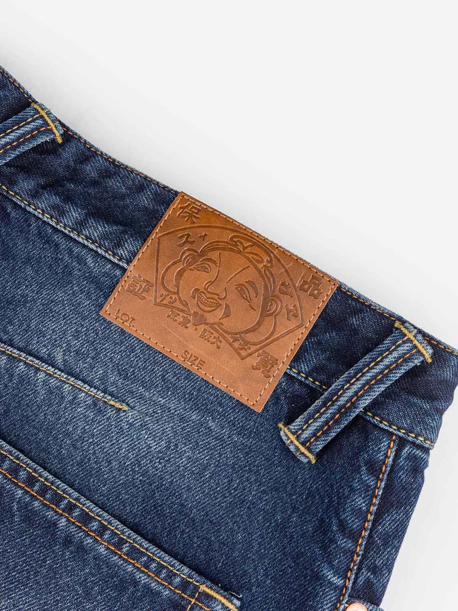 Evisu Jeans and-Drawn Seagull Print 3D Fit Azzurro