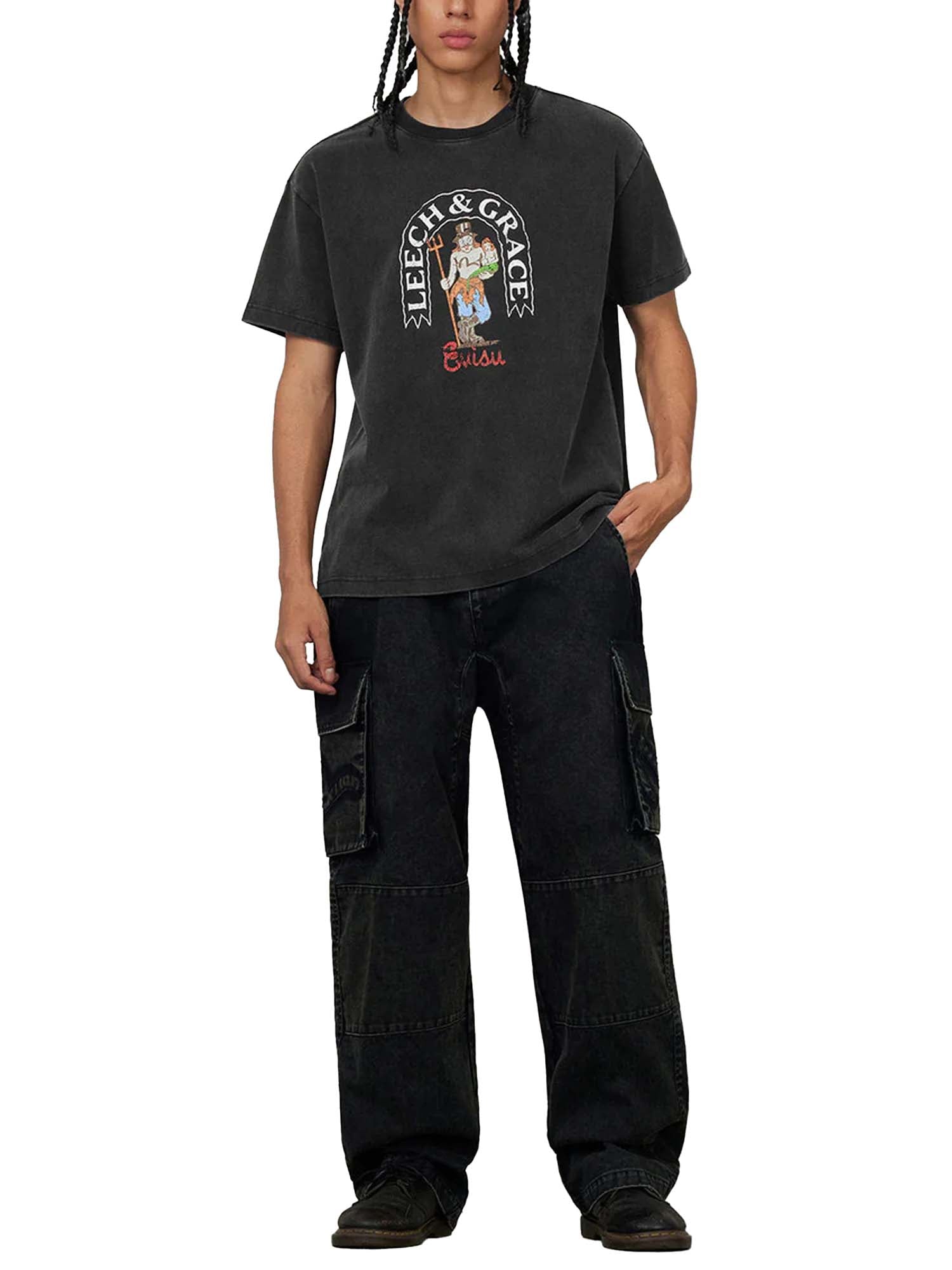 "Evisu T-Shirt American "Ebisu" Print Relax Fit Nero"