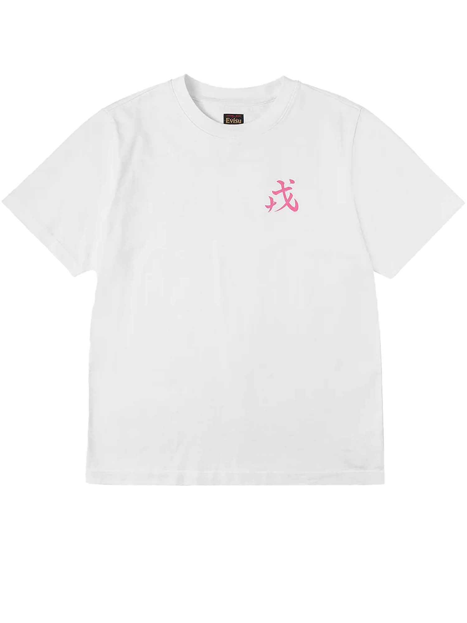 "Evisu T-Shirt Seagull and "Ebisu" Print Relax Fit Bianco"