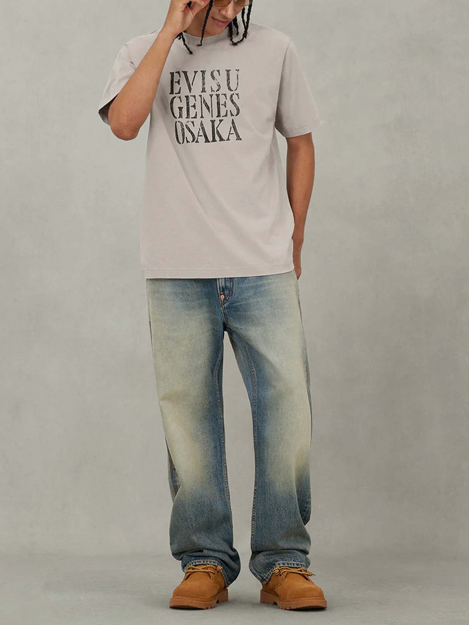 Evisu T-Shirt Seagull Print Relax Fit Bianco