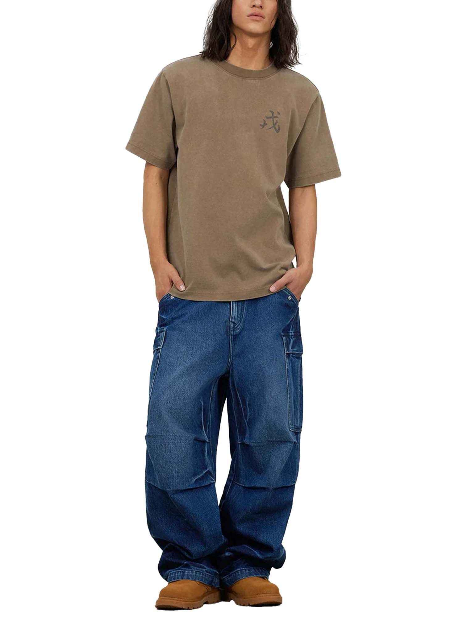 "Evisu T-Shirt Seagull and "Ebisu" Print Relax Fit Beige"