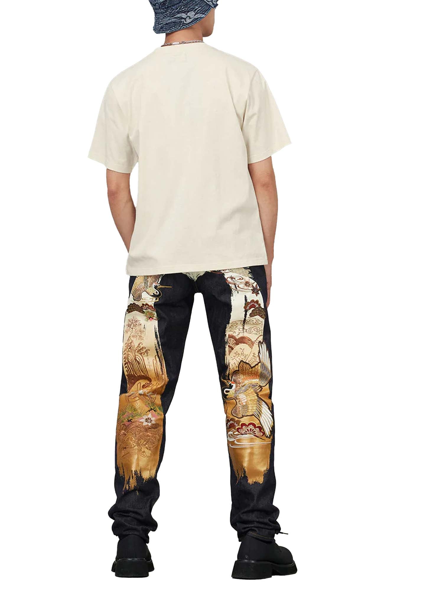 Evisu T-Shirt Brocade Seagull Appliqué Regular Fit Short Sleeves Bianco