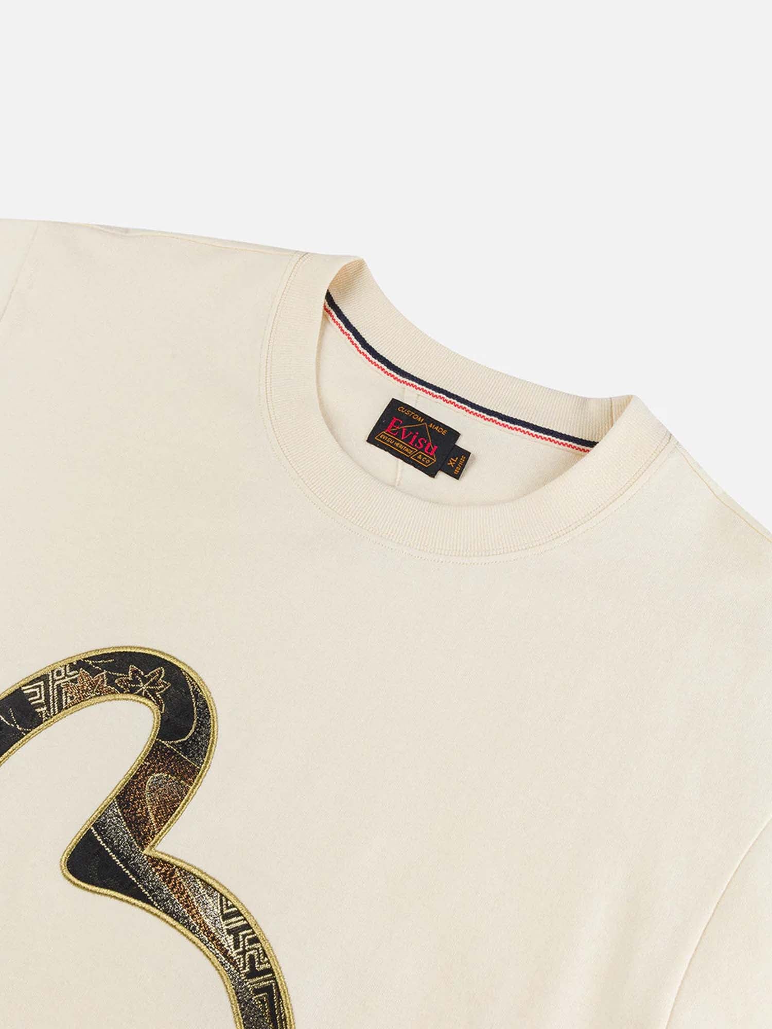 Evisu T-Shirt Brocade Seagull Appliqué Regular Fit Short Sleeves Bianco