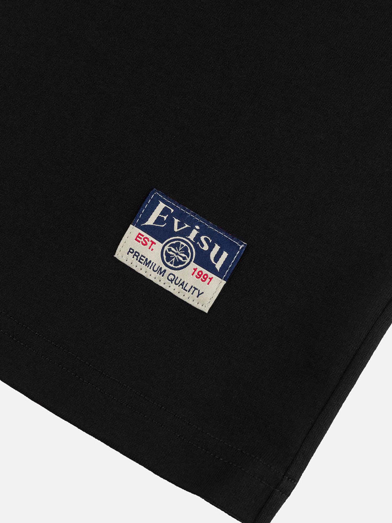 Evisu T-Shirt Brocade Seagull Appliqué Regular Fit Short Sleeves Nero