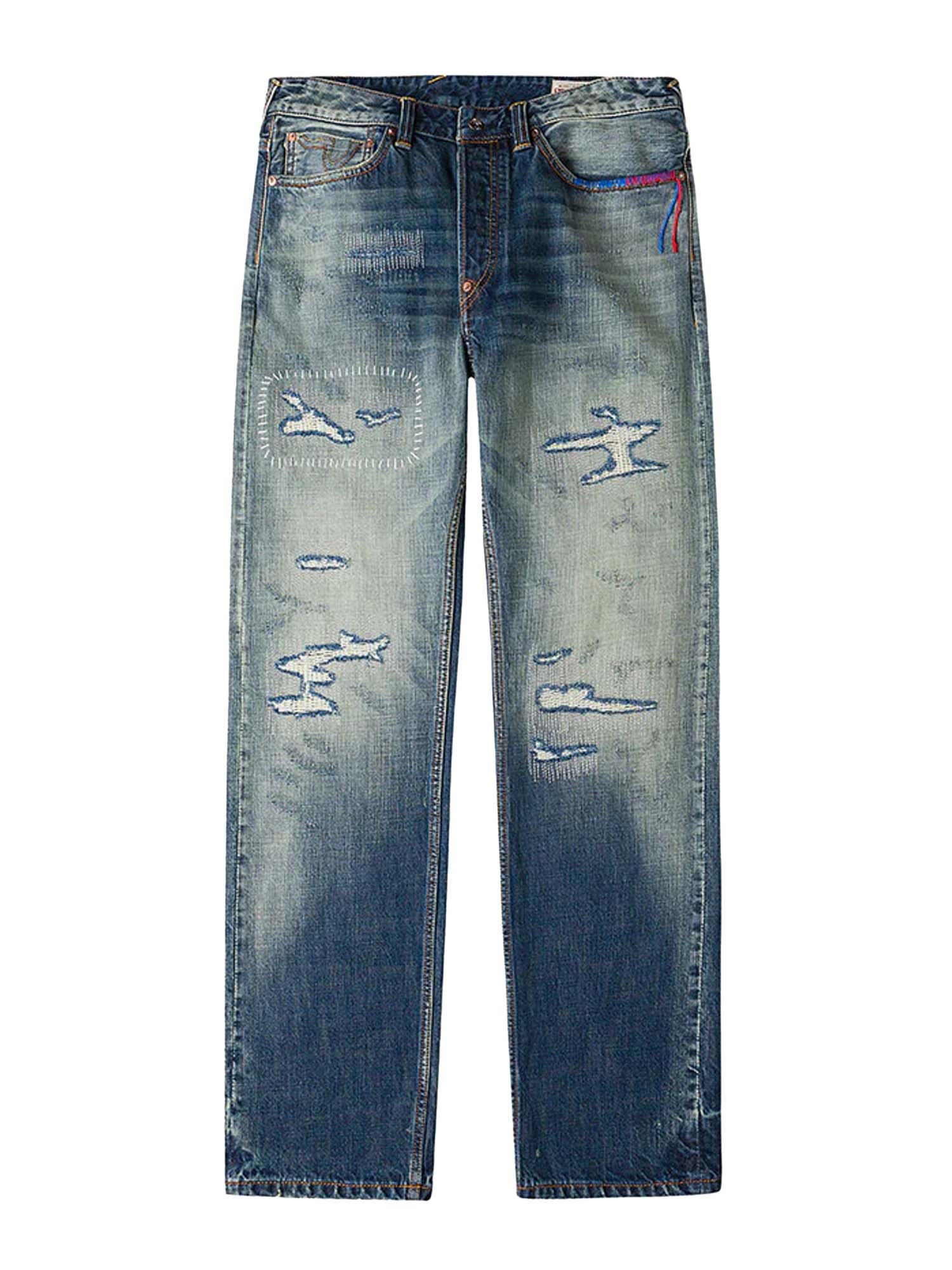 Evisu Jeans 7-Pocket Design with Seagull Embroidery Washed Regular Fit 2020 Azzurro
