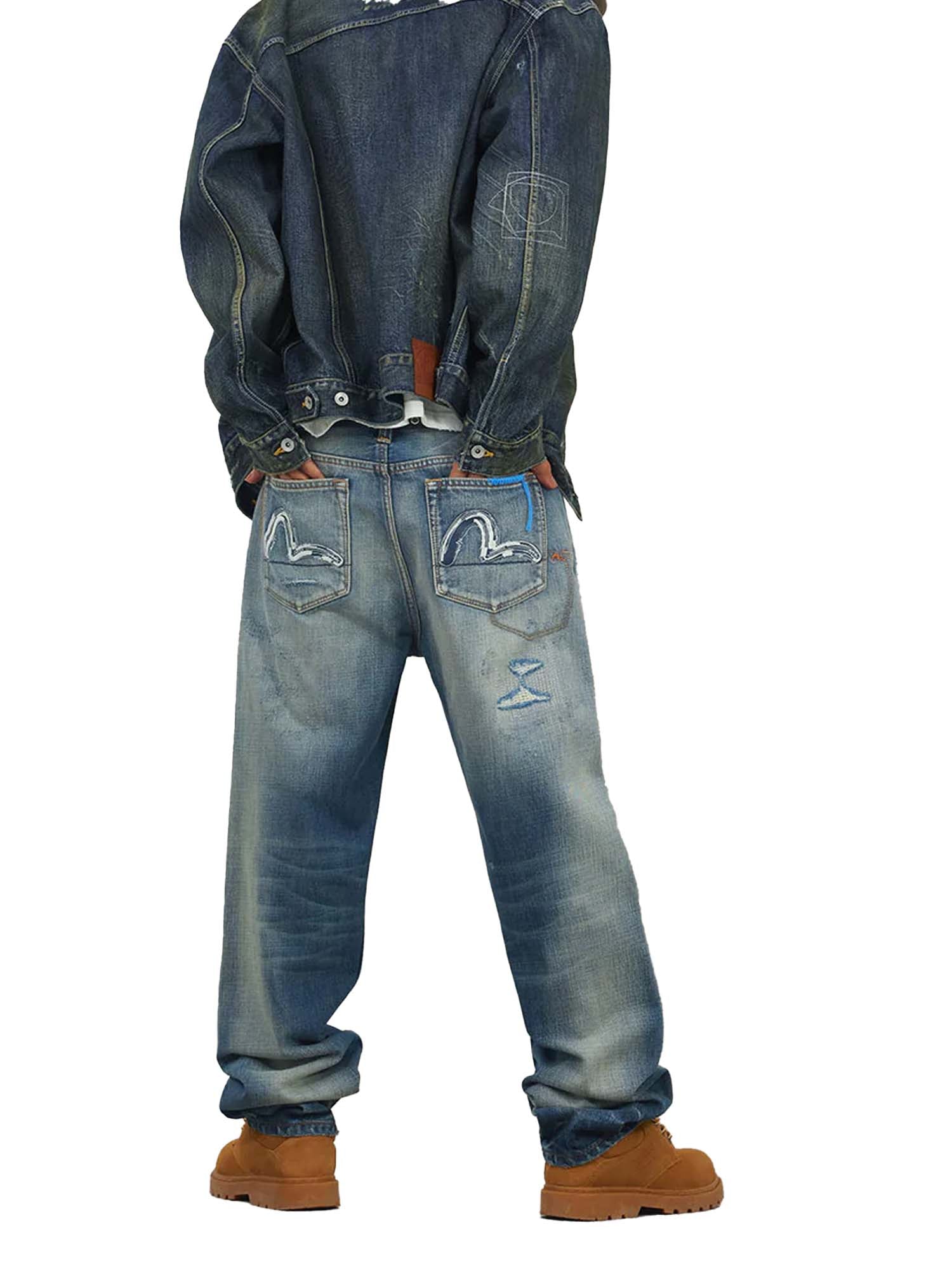 Evisu Jeans 7-Pocket Design with Seagull Embroidery Washed Regular Fit 2020 Azzurro