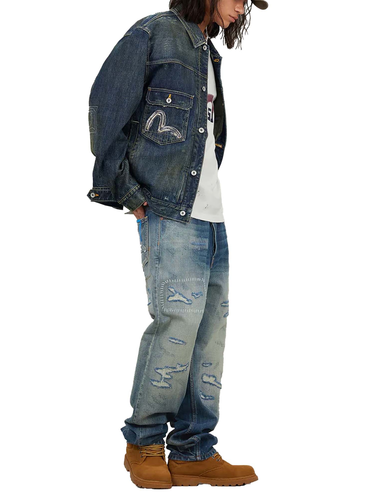 Evisu Jeans 7-Pocket Design with Seagull Embroidery Washed Regular Fit 2020 Azzurro