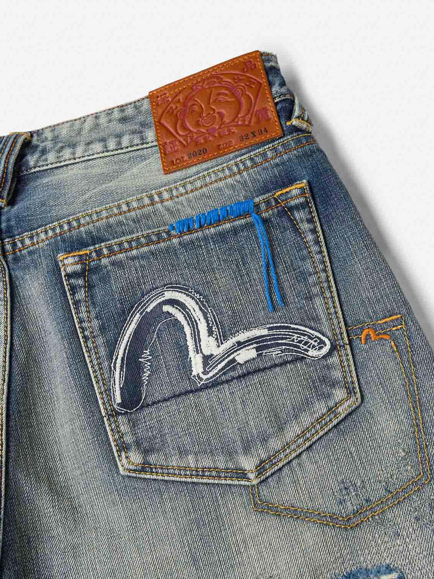 Evisu Jeans 7-Pocket Design with Seagull Embroidery Washed Regular Fit 2020 Azzurro