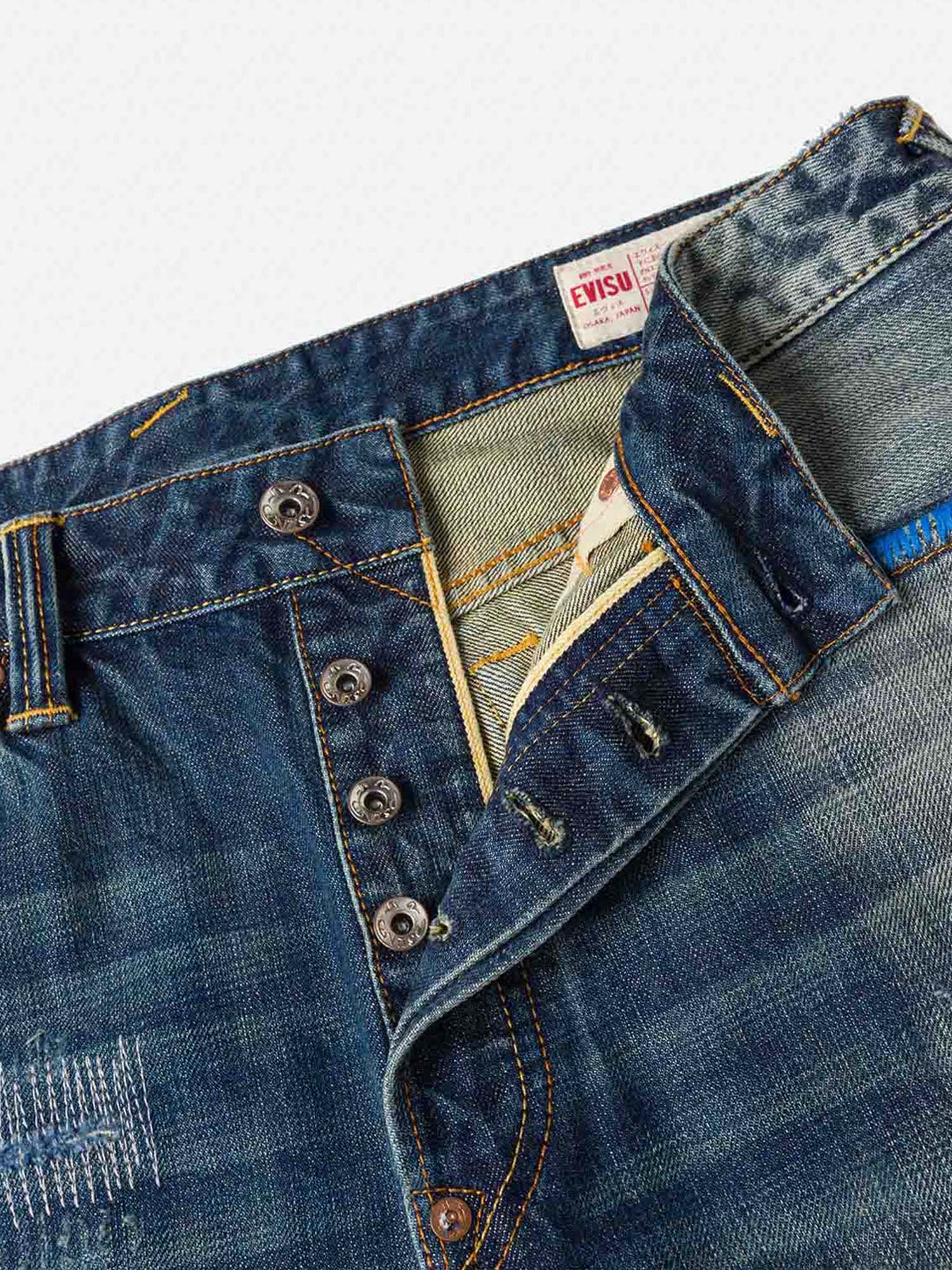 Evisu Jeans 7-Pocket Design with Seagull Embroidery Washed Regular Fit 2020 Azzurro
