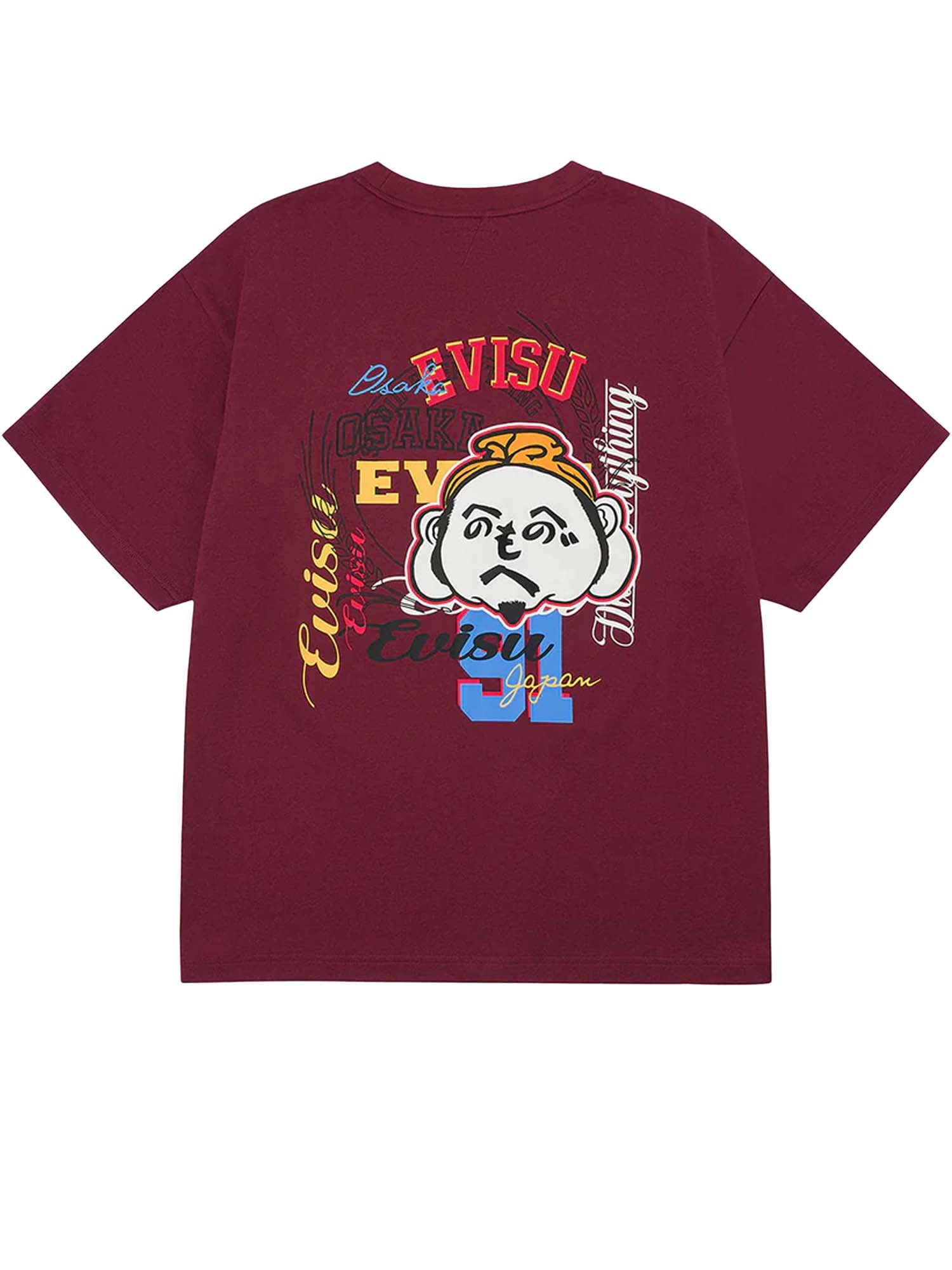 Evisu T-Shirt Henohenomohe Godhead Embroidery Relax Fit Rosso