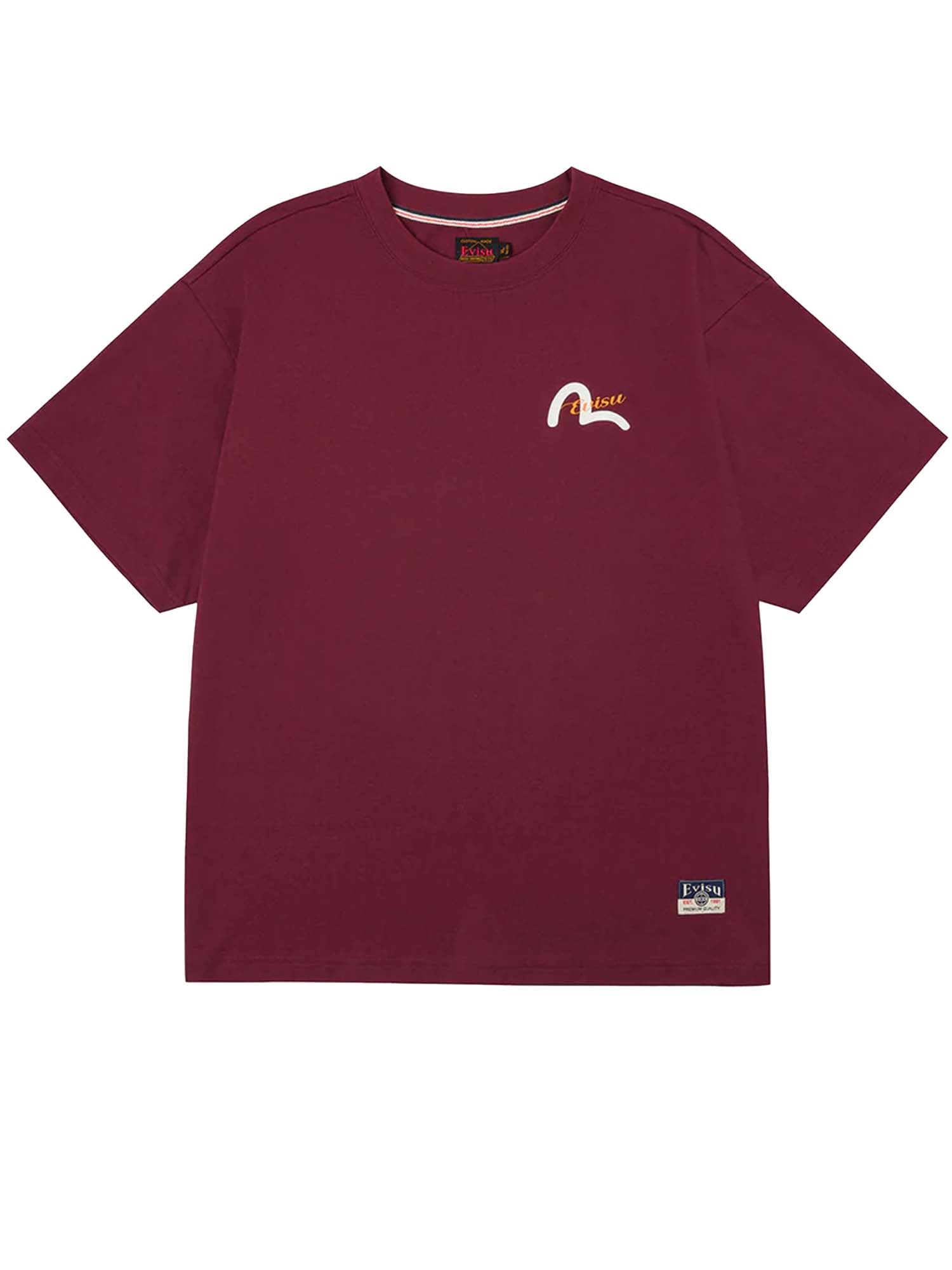 Evisu T-Shirt Henohenomohe Godhead Embroidery Relax Fit Rosso