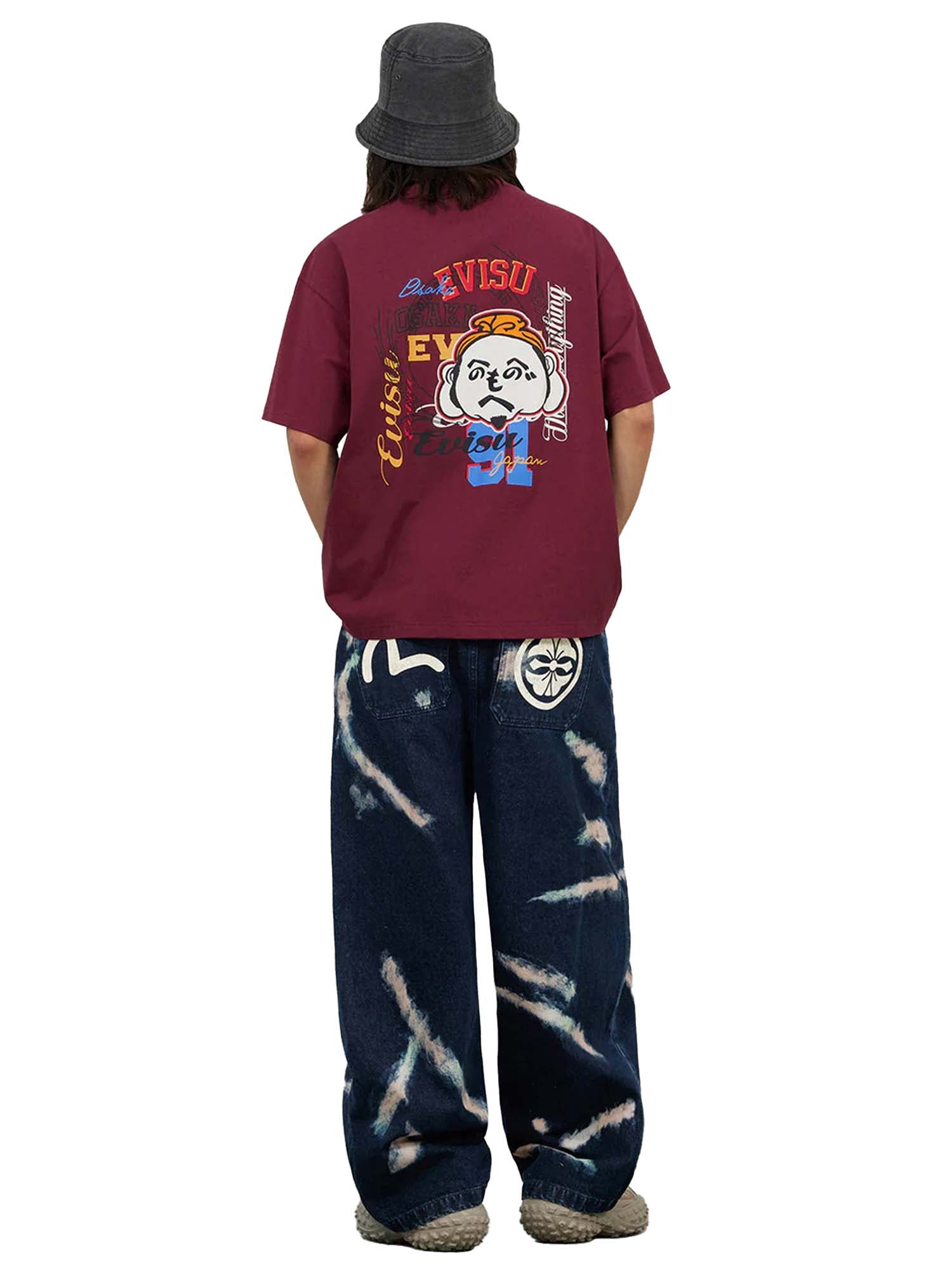 Evisu T-Shirt Henohenomohe Godhead Embroidery Relax Fit Rosso