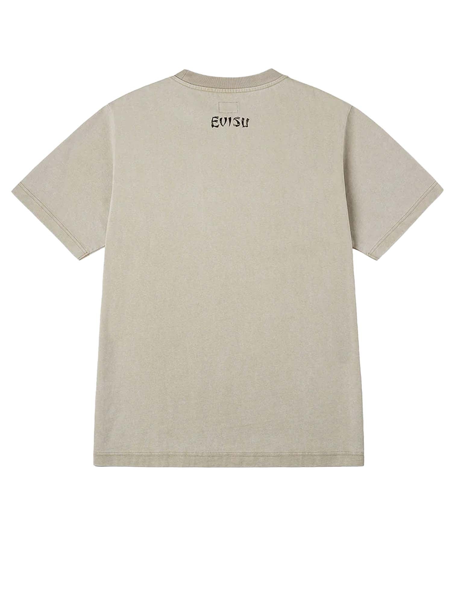 Evisu T-Shirt Hand-Drawn Seagull Print Relax Fit Bianco