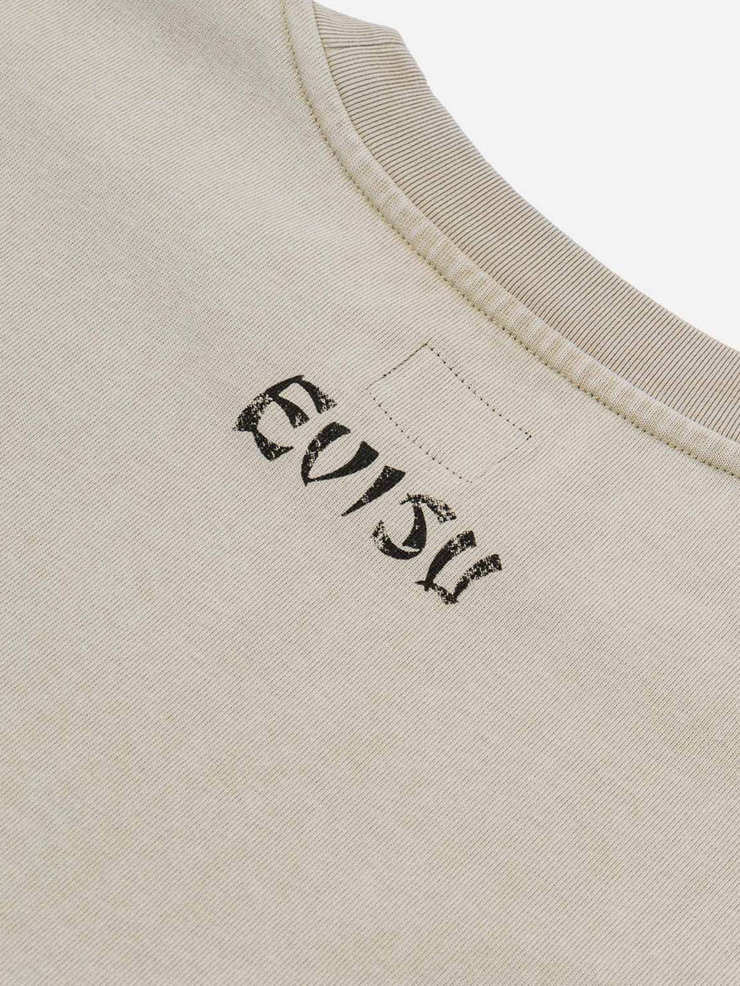 Evisu T-Shirt Hand-Drawn Seagull Print Relax Fit Bianco