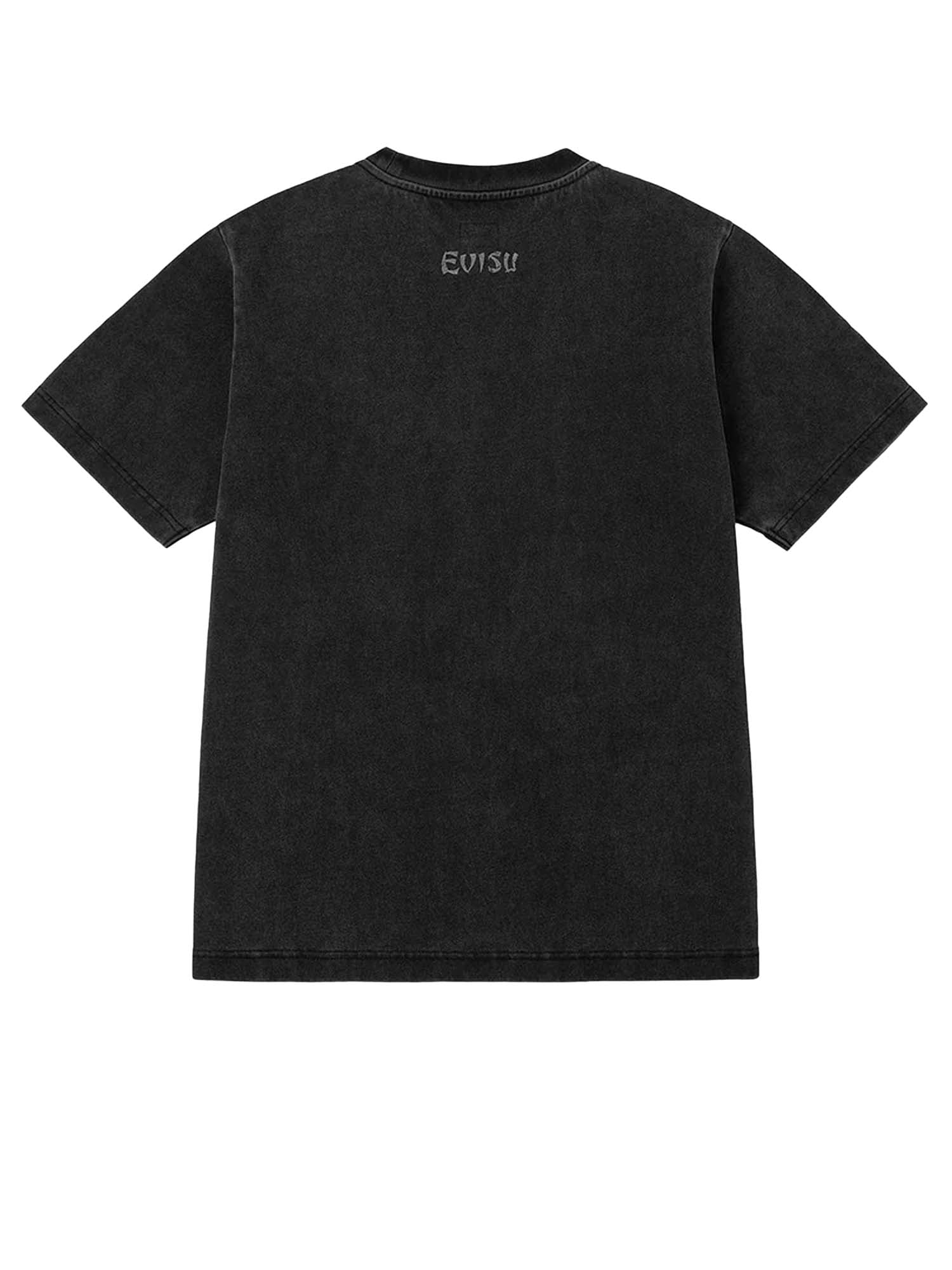 Evisu T-Shirt Hand-Drawn Seagull Print Relax Fit Nero