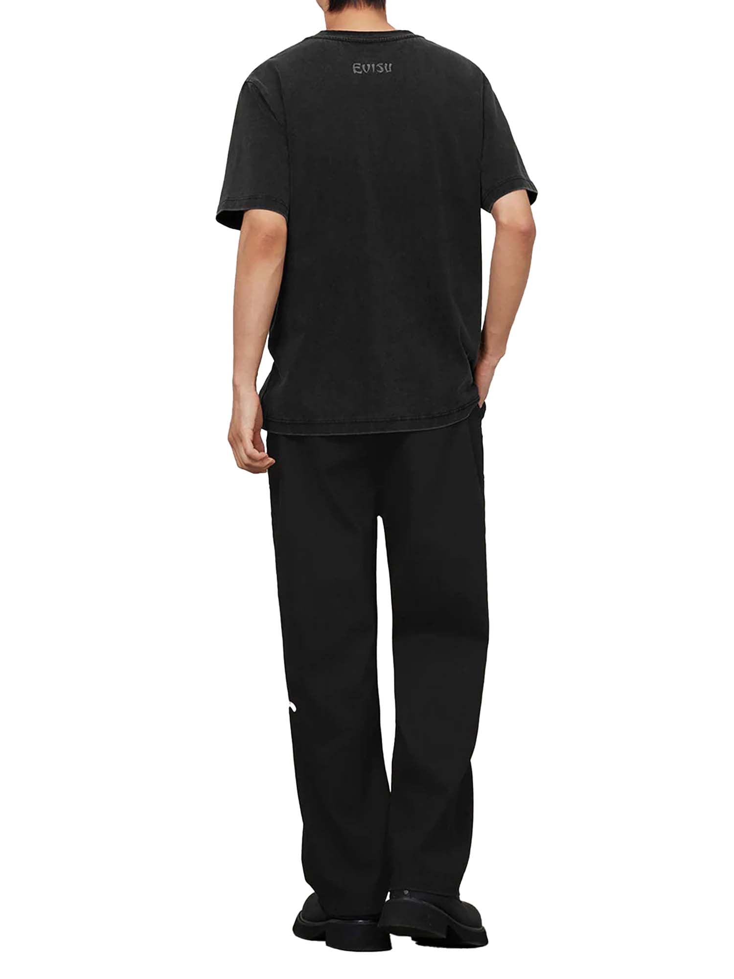 Evisu T-Shirt Hand-Drawn Seagull Print Relax Fit Nero