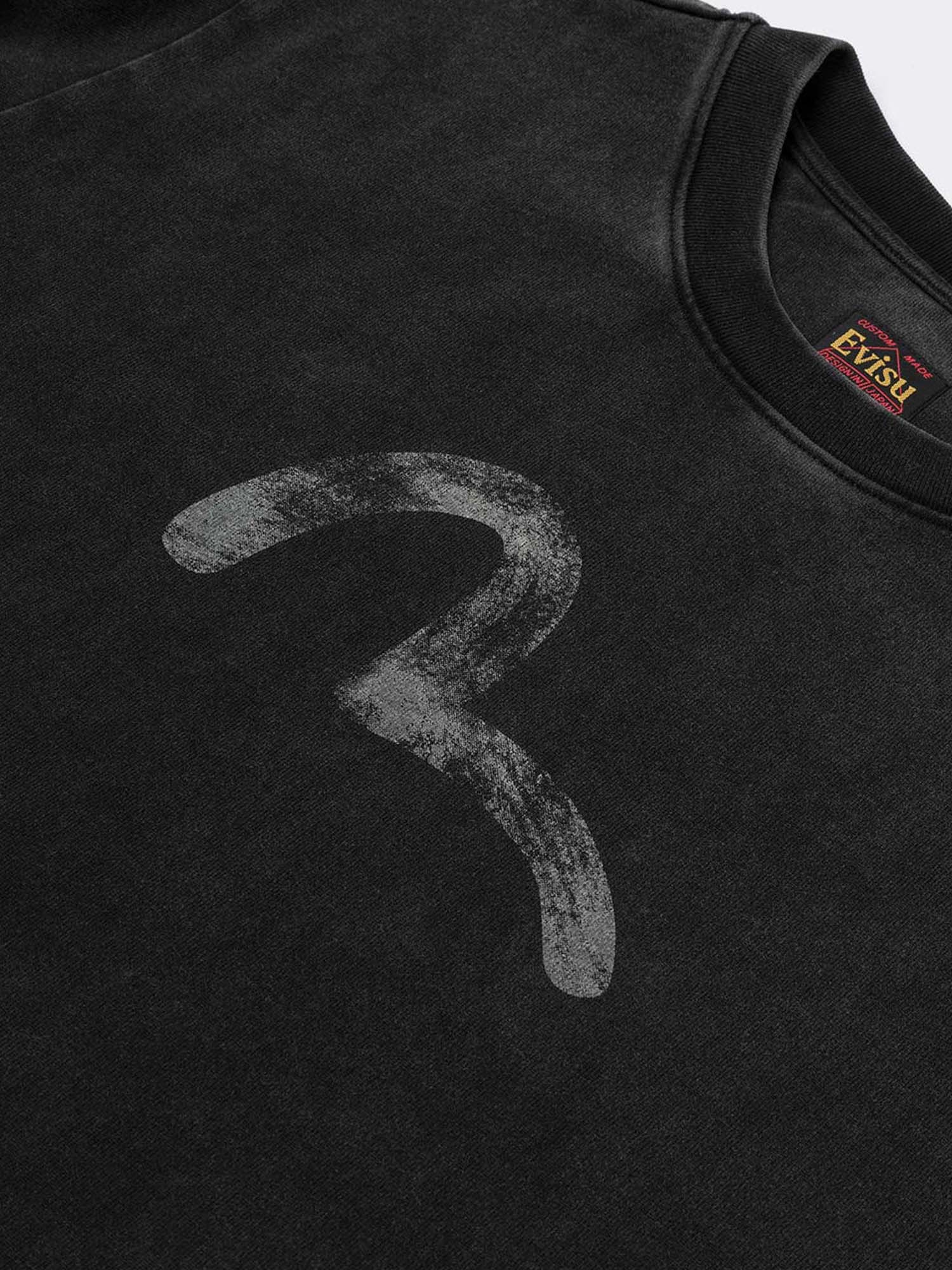 Evisu T-Shirt Hand-Drawn Seagull Print Relax Fit Nero