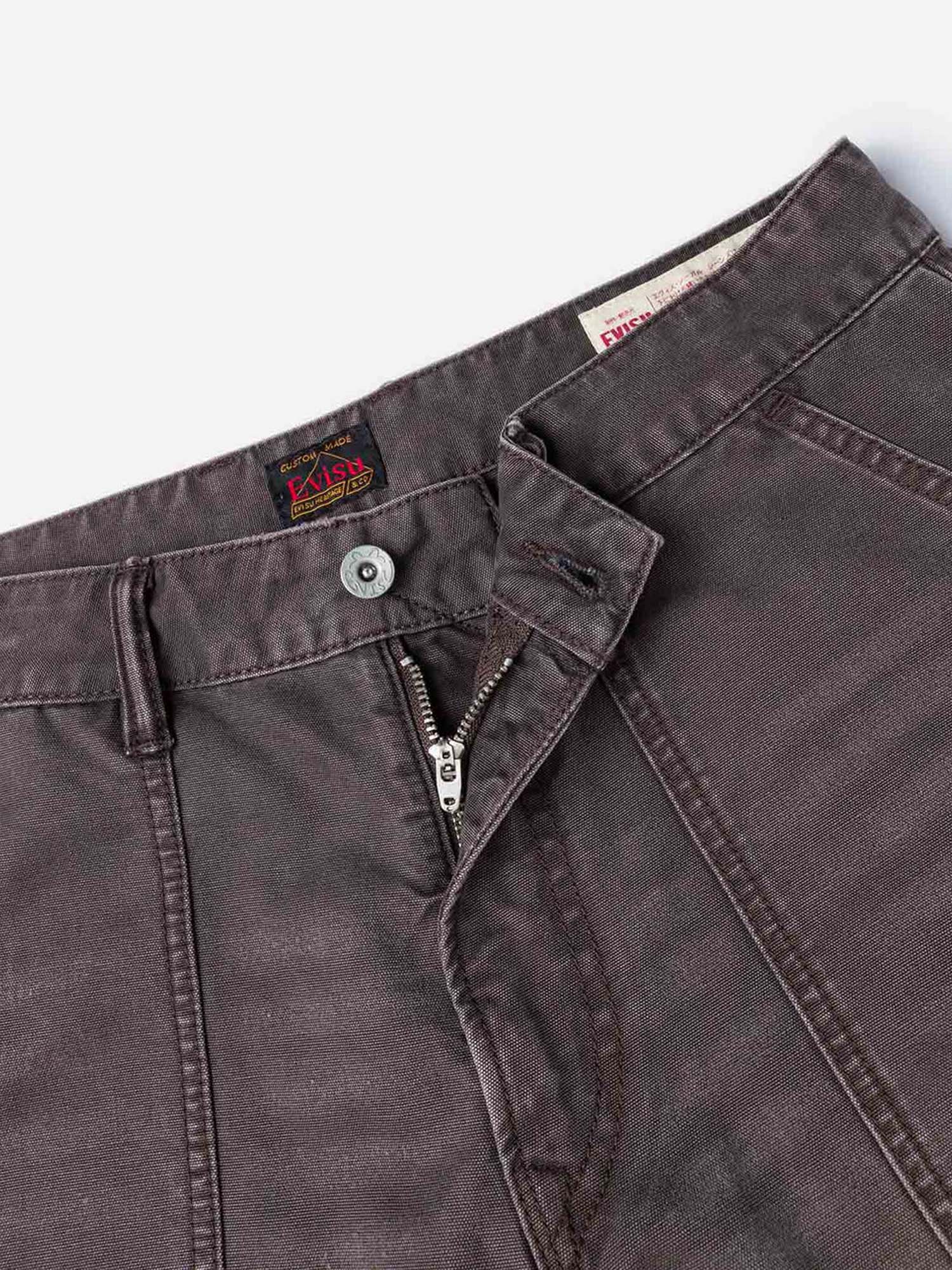 Evisu Pantaloni Multi Logos Print Balloon Fit Washed Woven Marrone