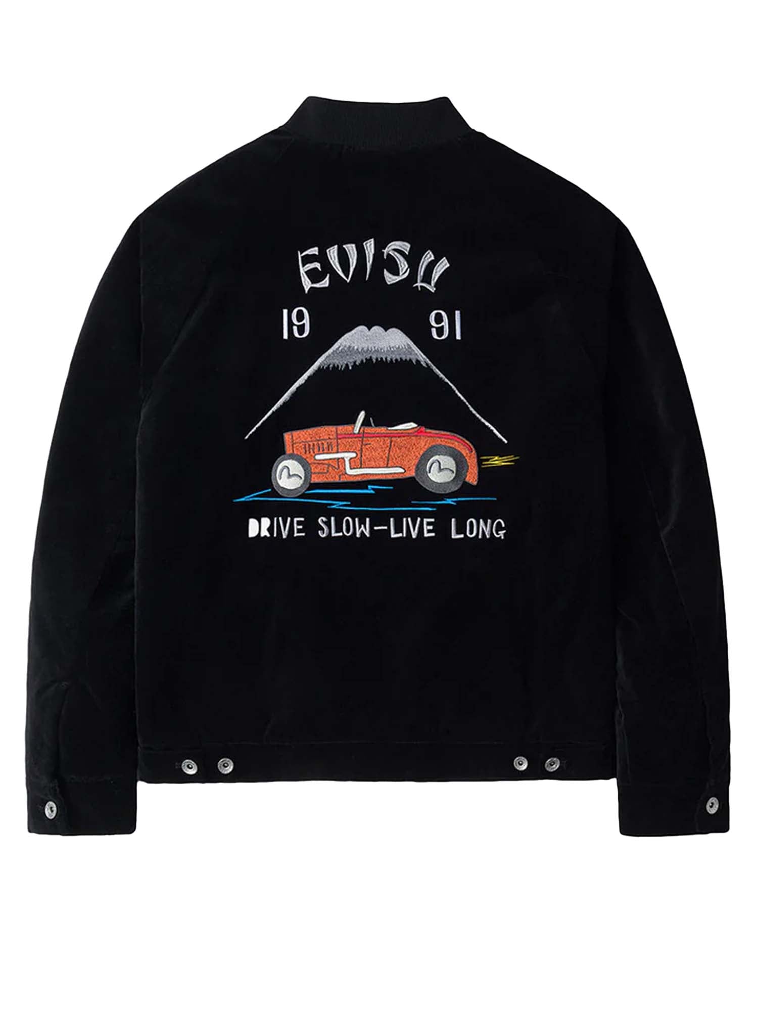 Evisu Giacca Vintage Velvet Regular Fit Padded Souvenir Nero