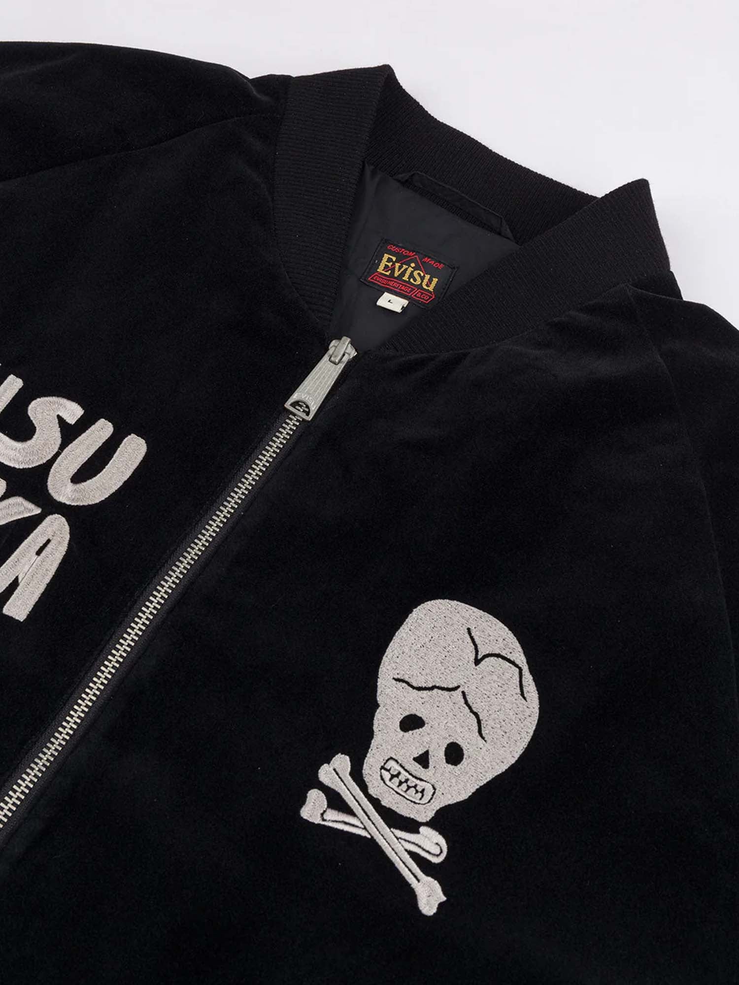 Evisu Giacca Vintage Velvet Regular Fit Padded Souvenir Nero