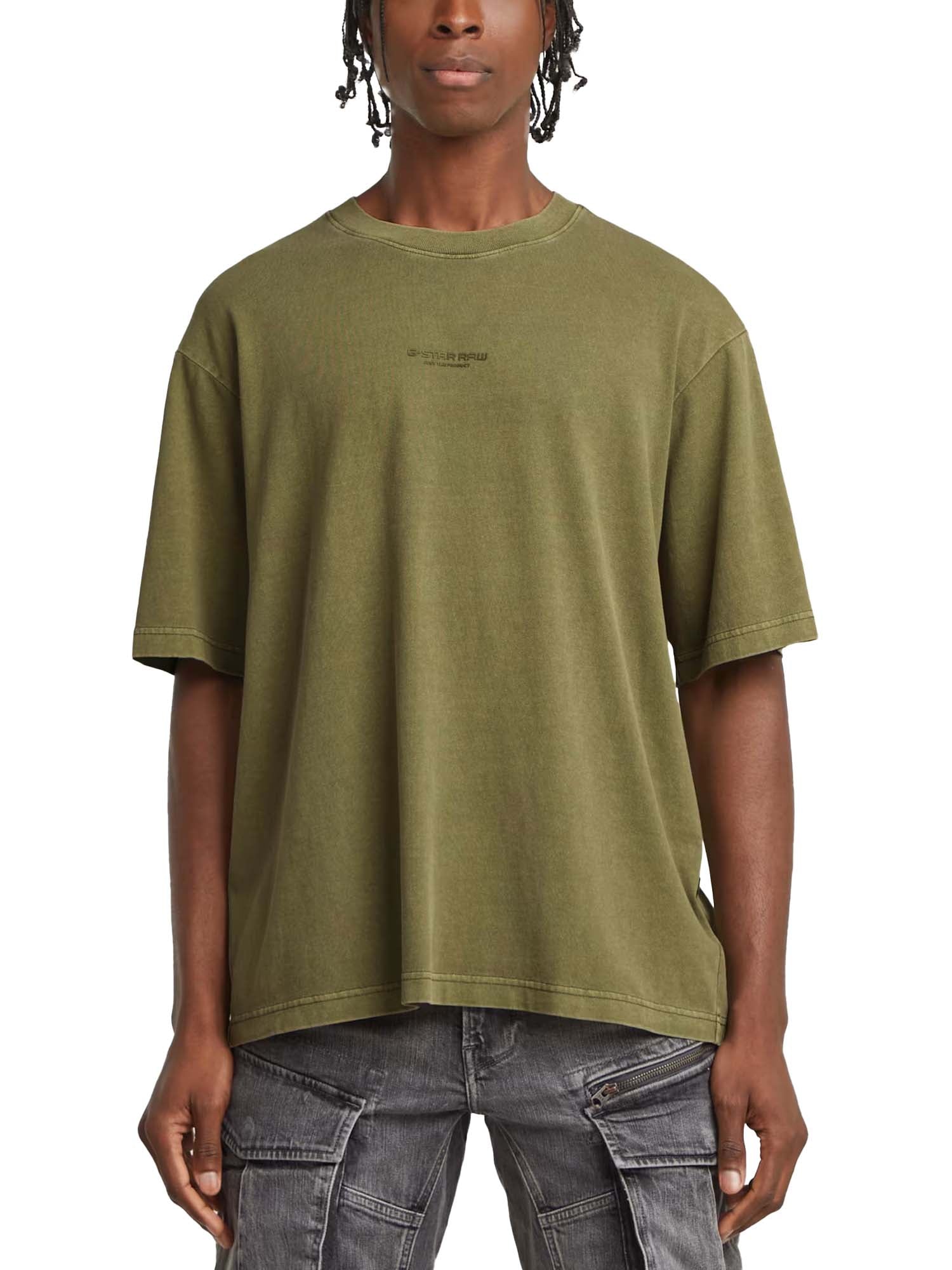 G-star T-Shirt Overdyed Center Chest Boxy Verde