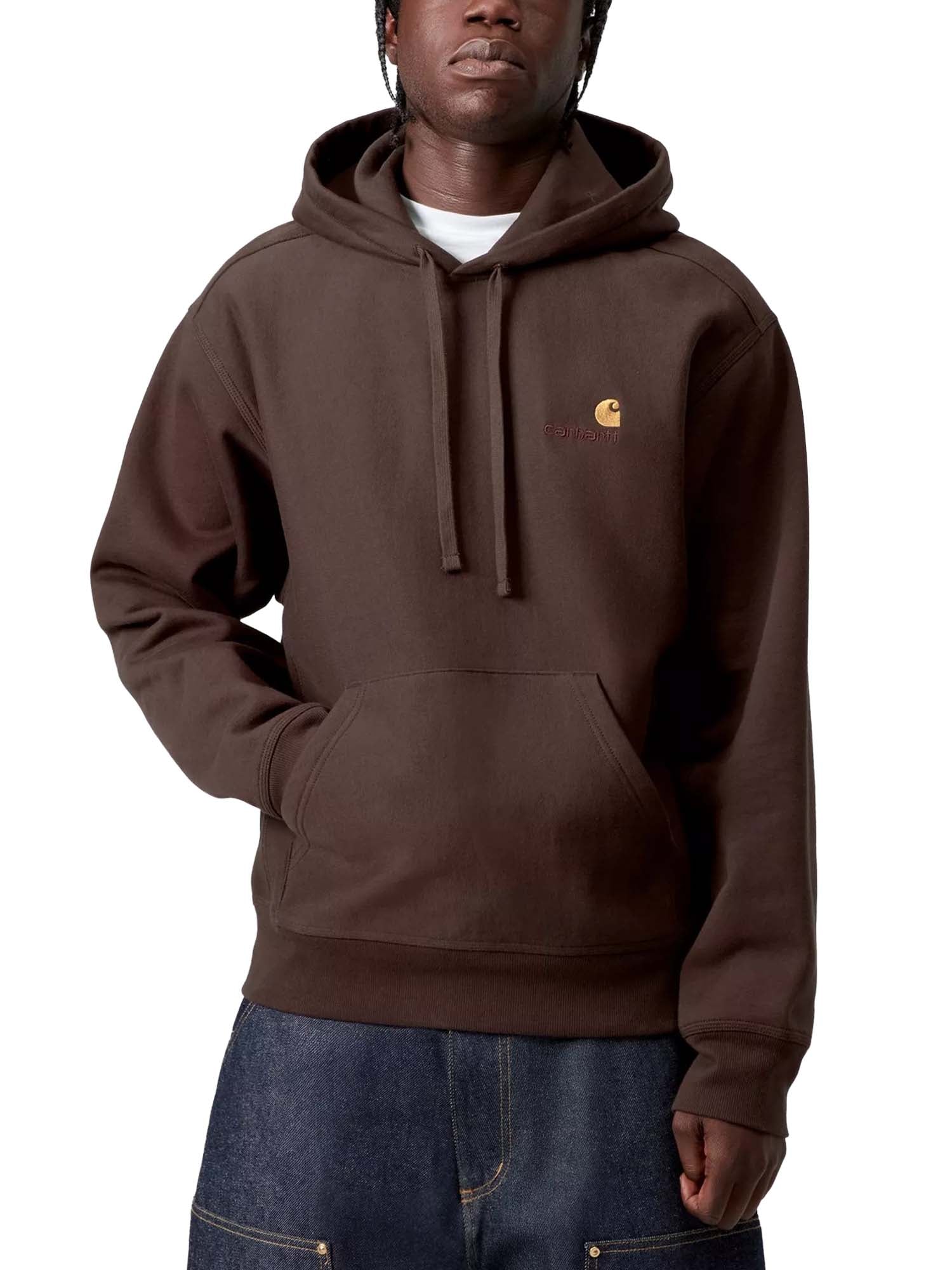 Carhartt Wip Hooded American Script Sweatshirt Marrone