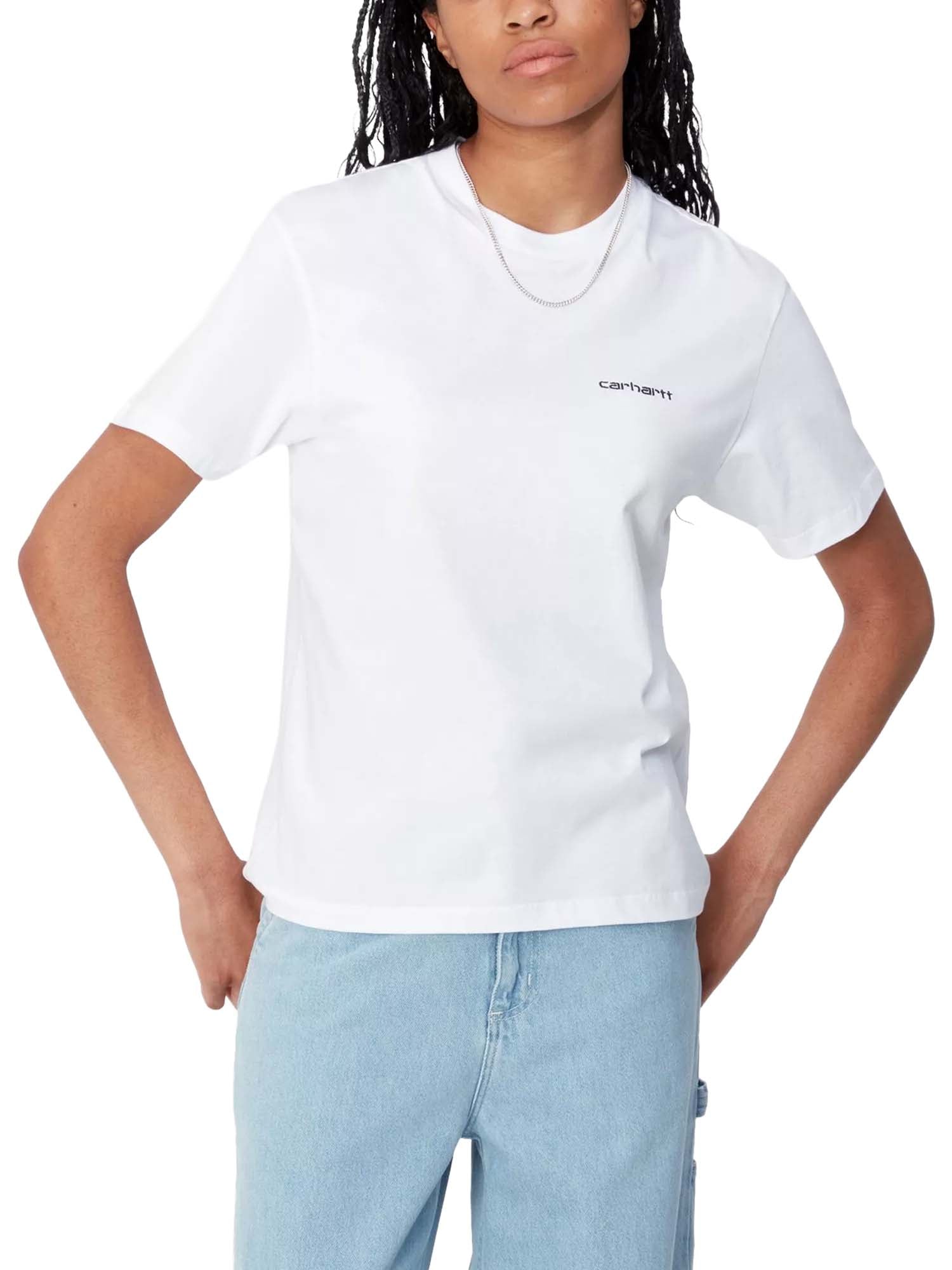 Carhartt Wip W' S/S Script Embroidery T-Shirt Bianco