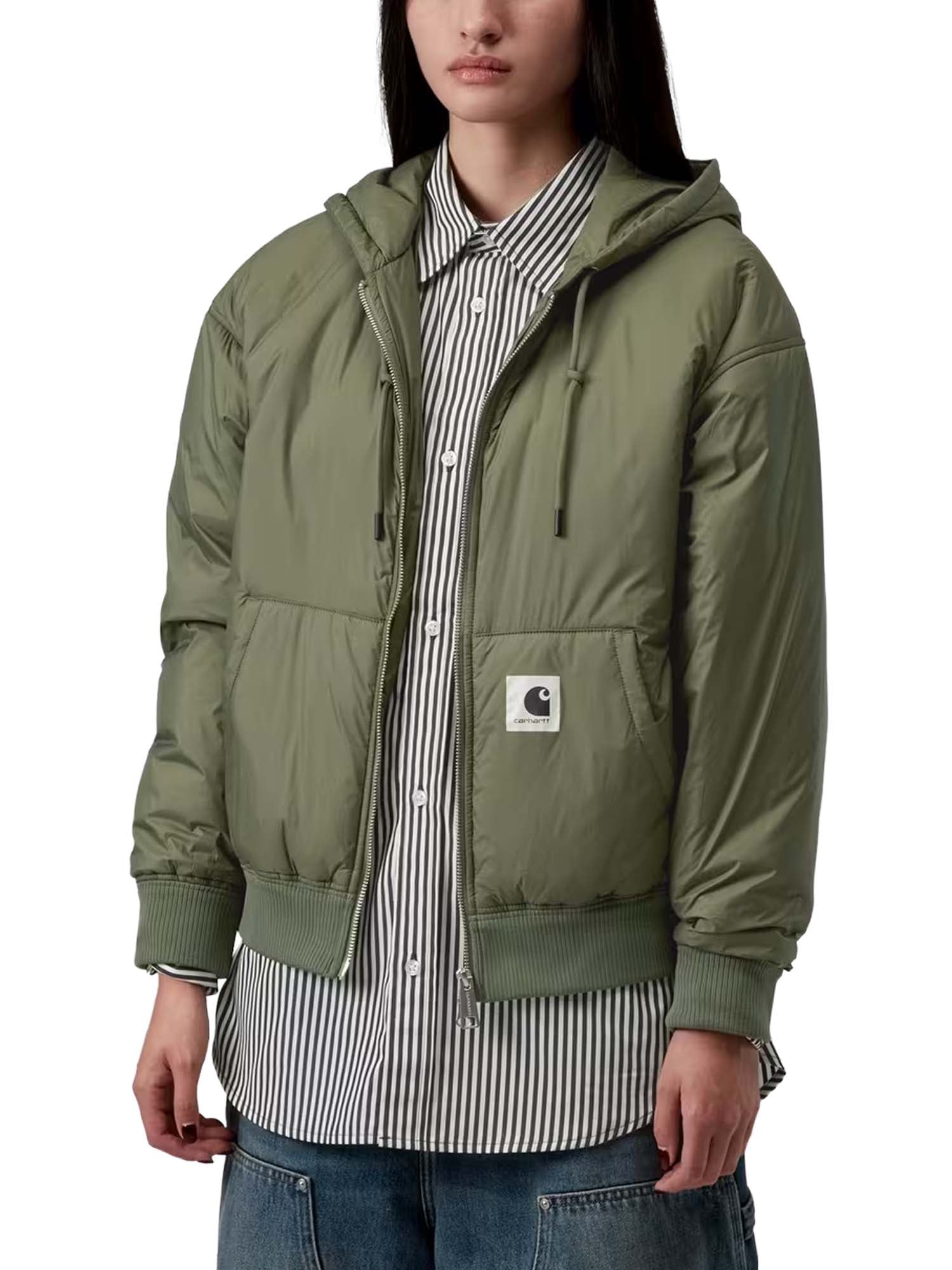 Carhartt Wip W' Hooded Gadd Jacket Recycled Nylon Taffeta Verde