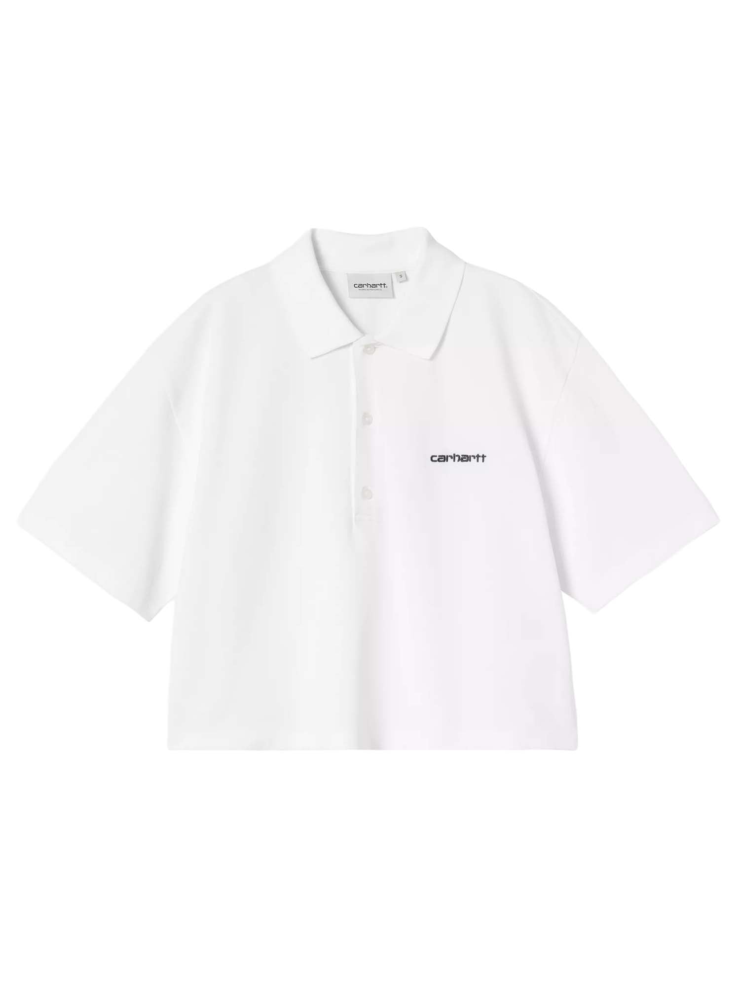 Carhartt Wip W' S/S Carhartt Script Polo T-Shirt Bianco