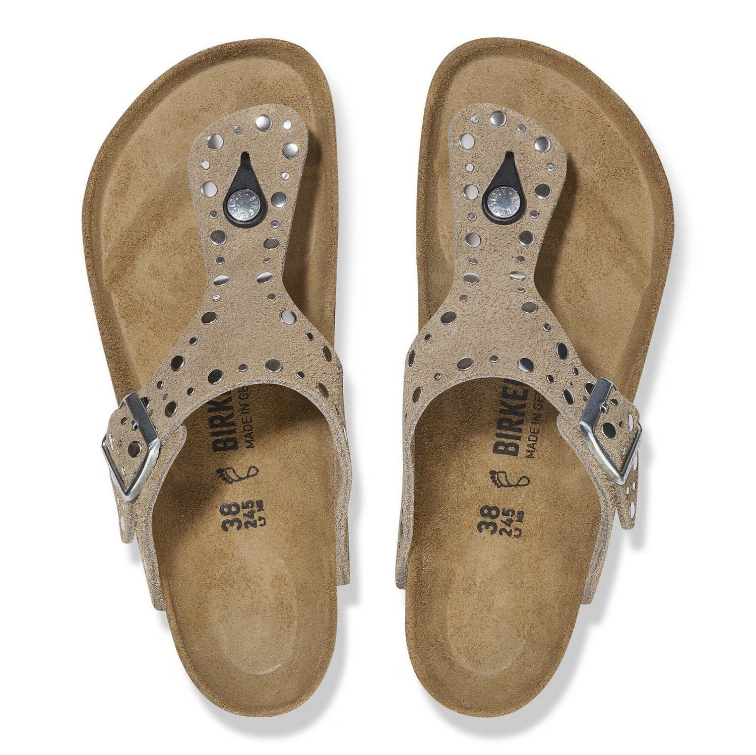 Birkenstock Gizeh Rivet Suede Leather Marrone