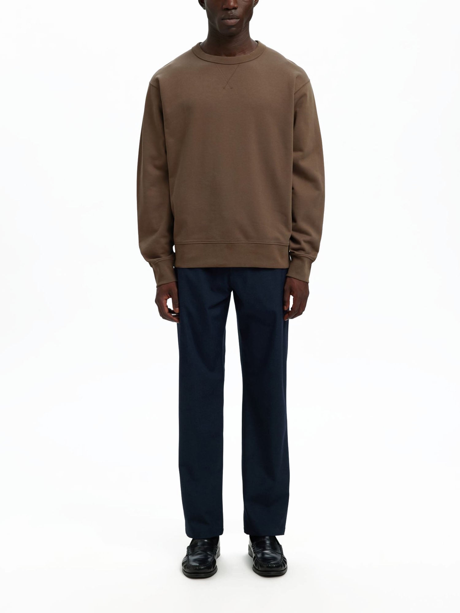 Selected Felpa RelaxLuke Swat Crew Neck Noos Marrone