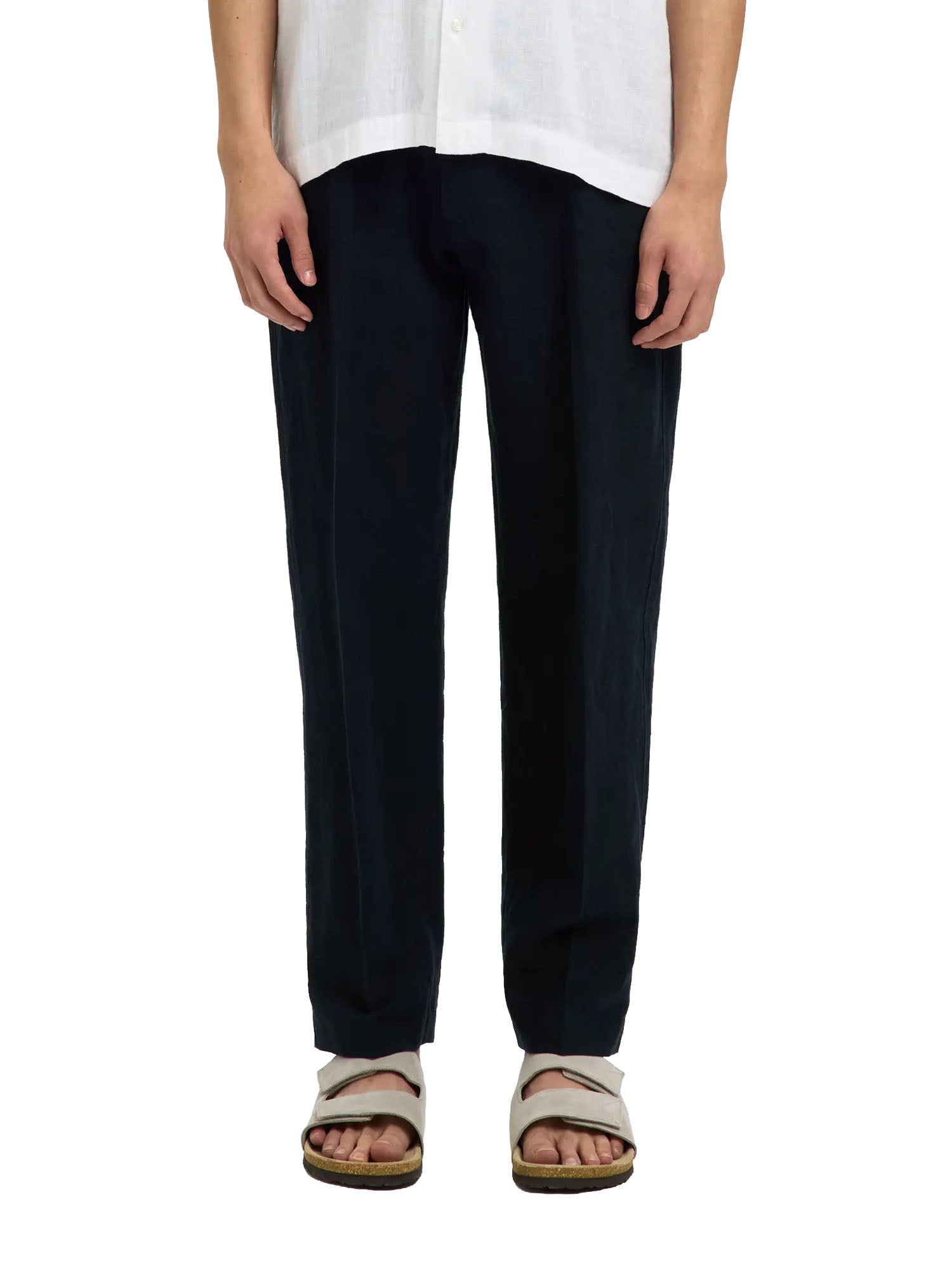 Selected Pantaloni Slm196 Straight Leroy Linen Blu