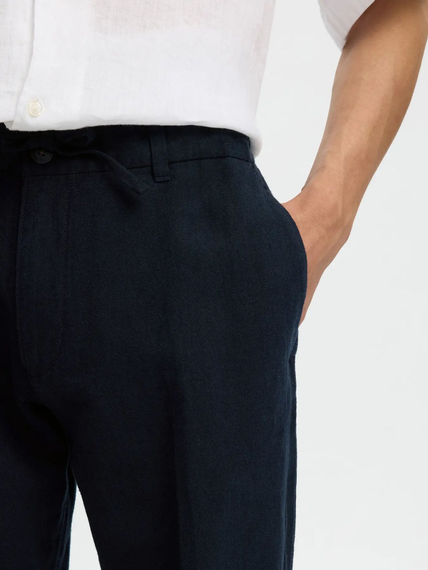 Selected Pantaloni Slm196 Straight Leroy Linen Blu