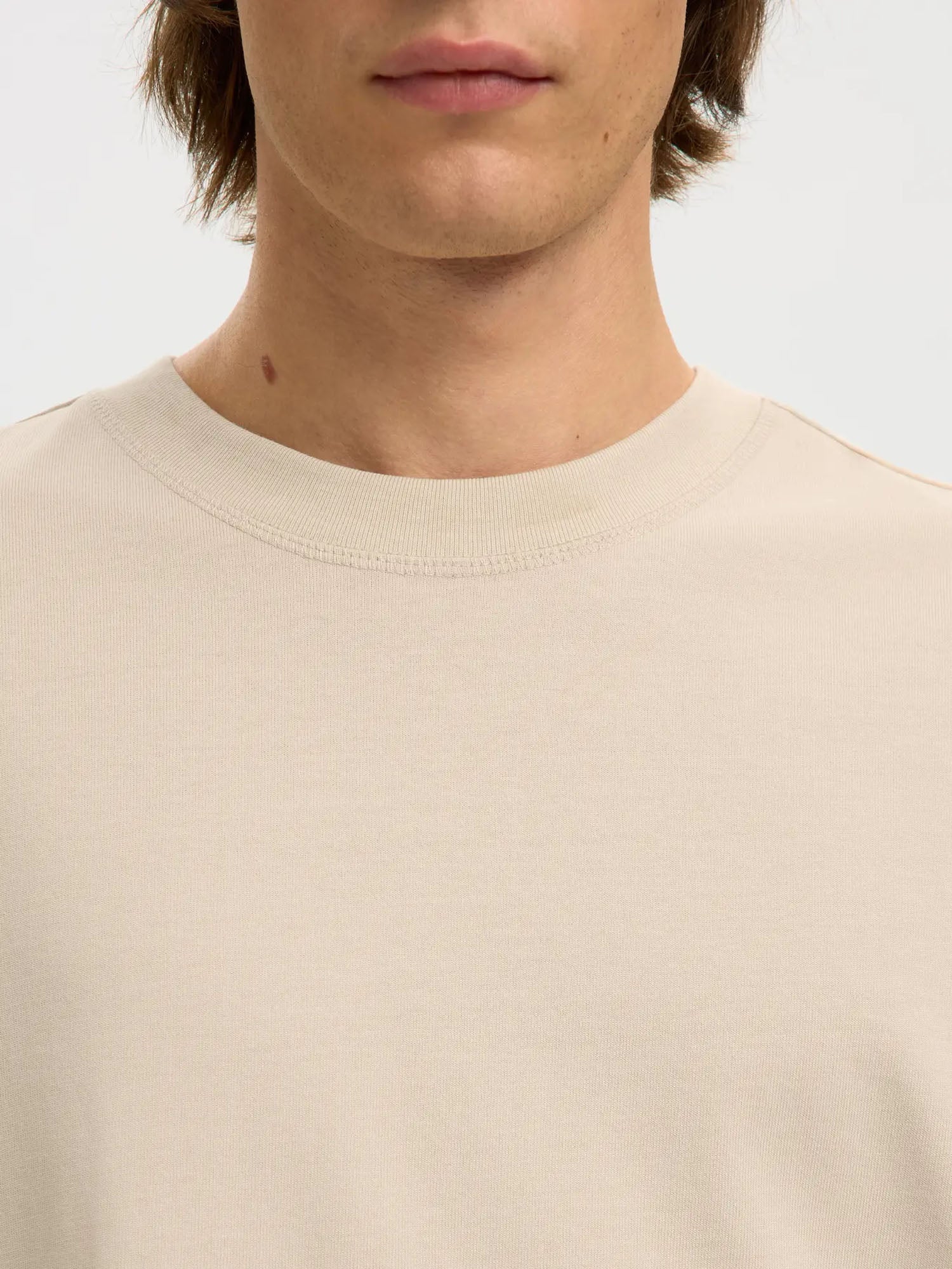 Selected T-shirt Slmrelaxaspen 2-Ply Beige