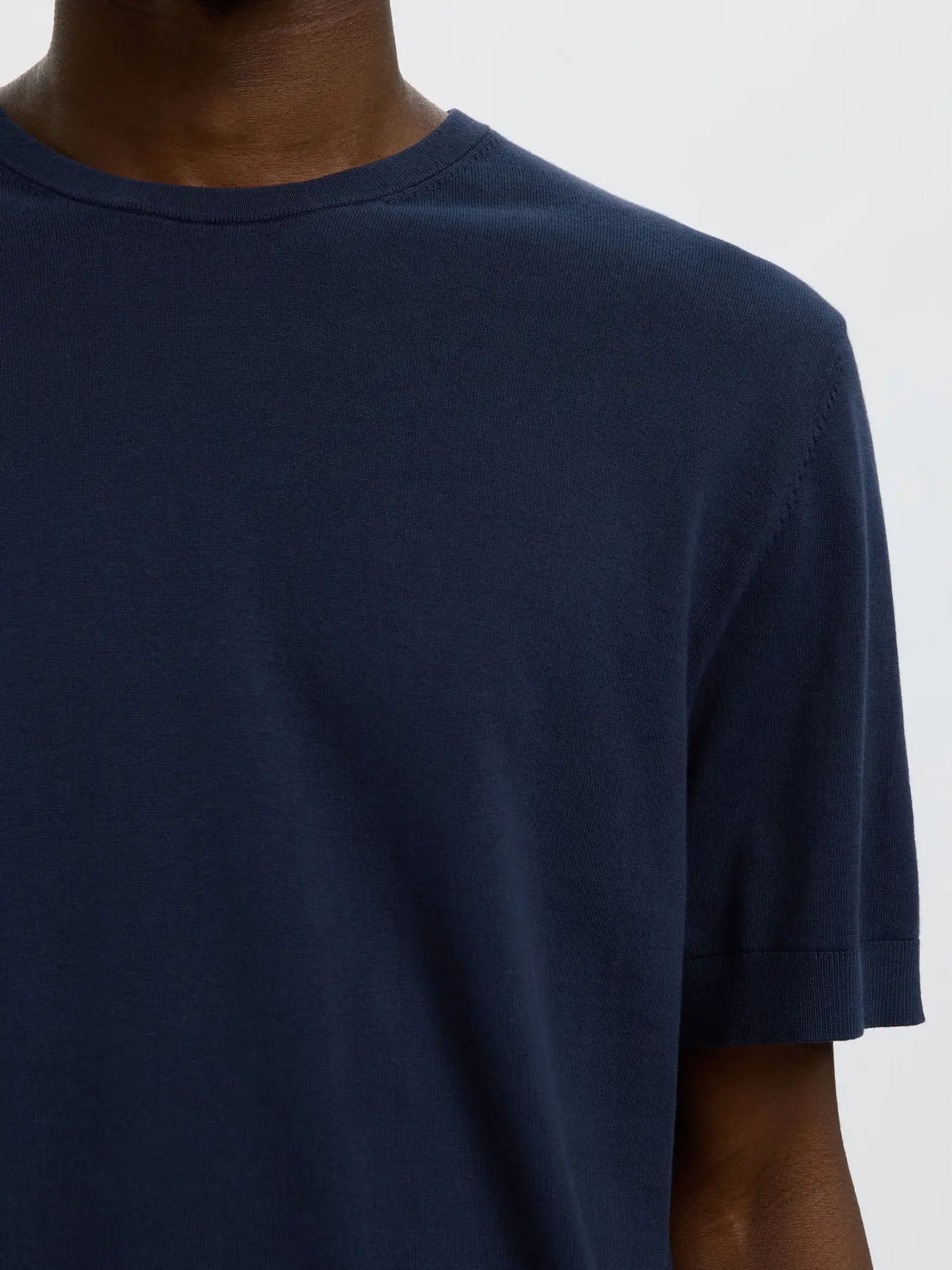 Selected T-shirt Slmtorino SS Knit Crew Neck Blu
