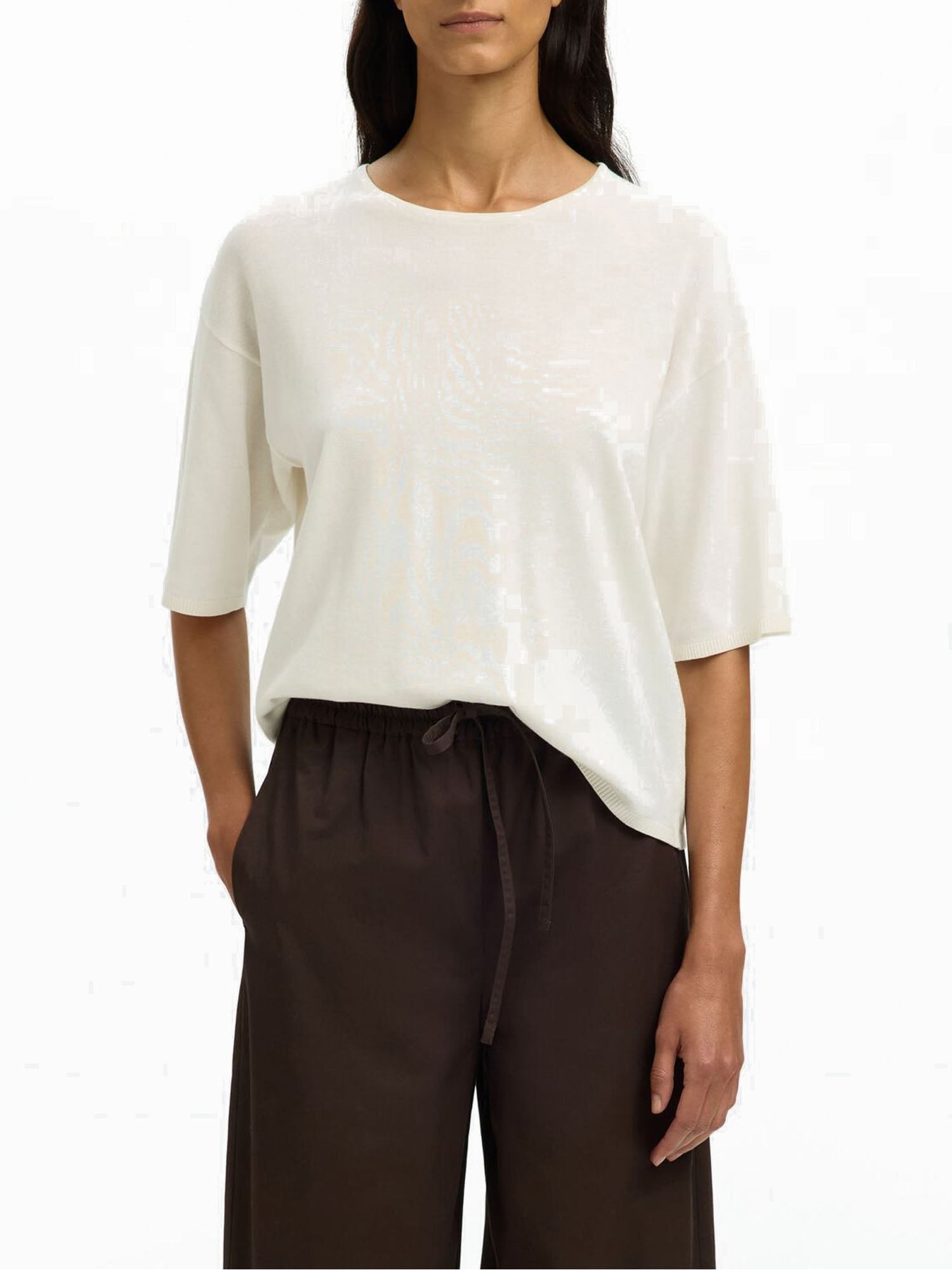 Selected Camicetta con Maniche a 2/4 Bianco