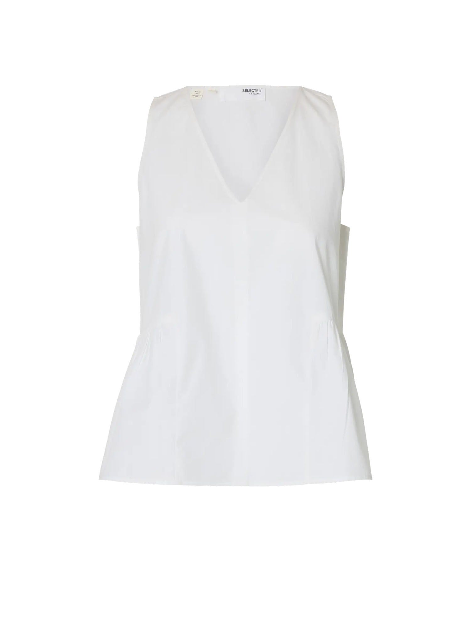 Selected Top Slwblair SL V-Neck Peplum Bianco
