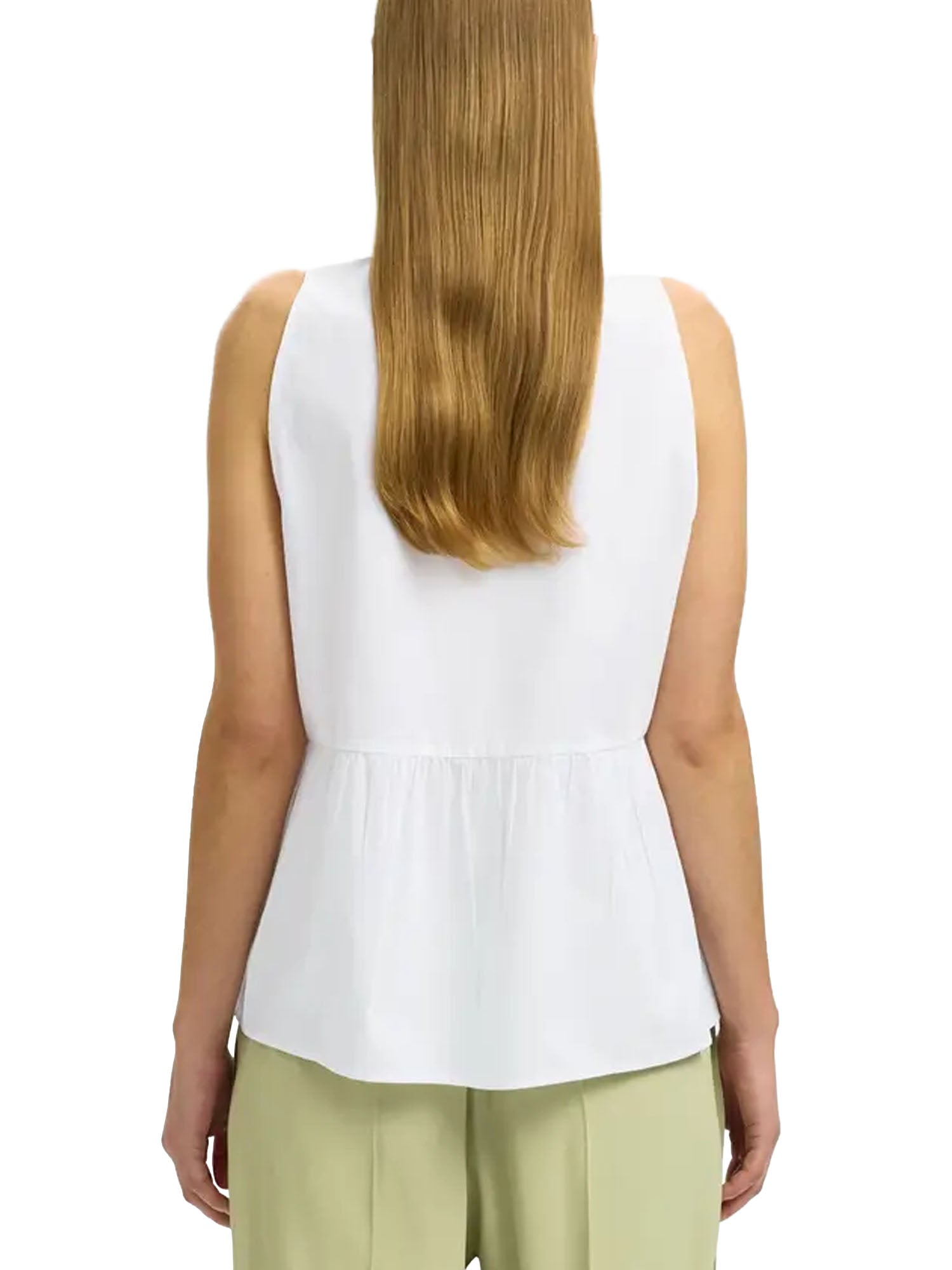 Selected Top Slwblair SL V-Neck Peplum Bianco