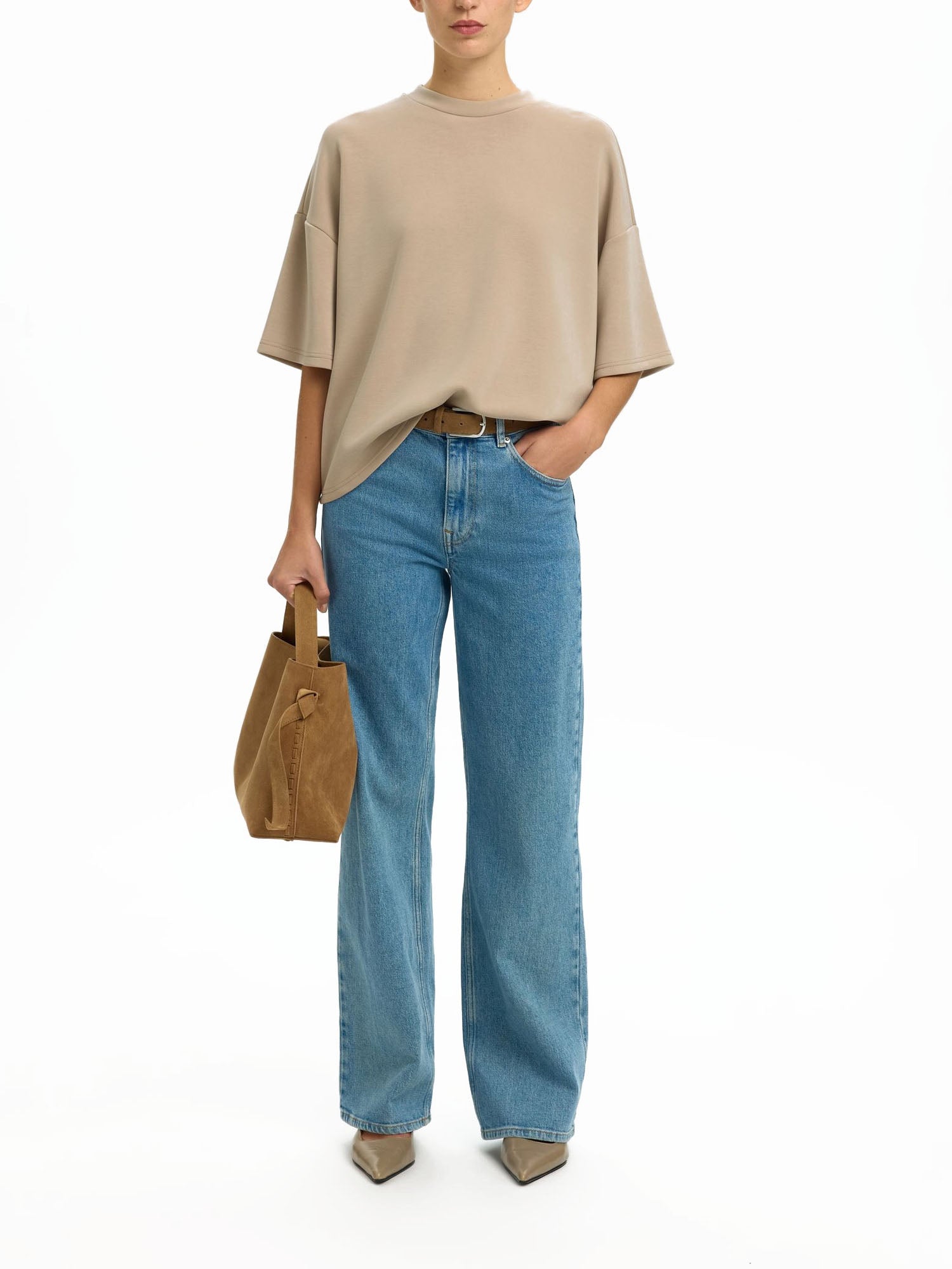 Selected T-shirt Tenny Noos Beige