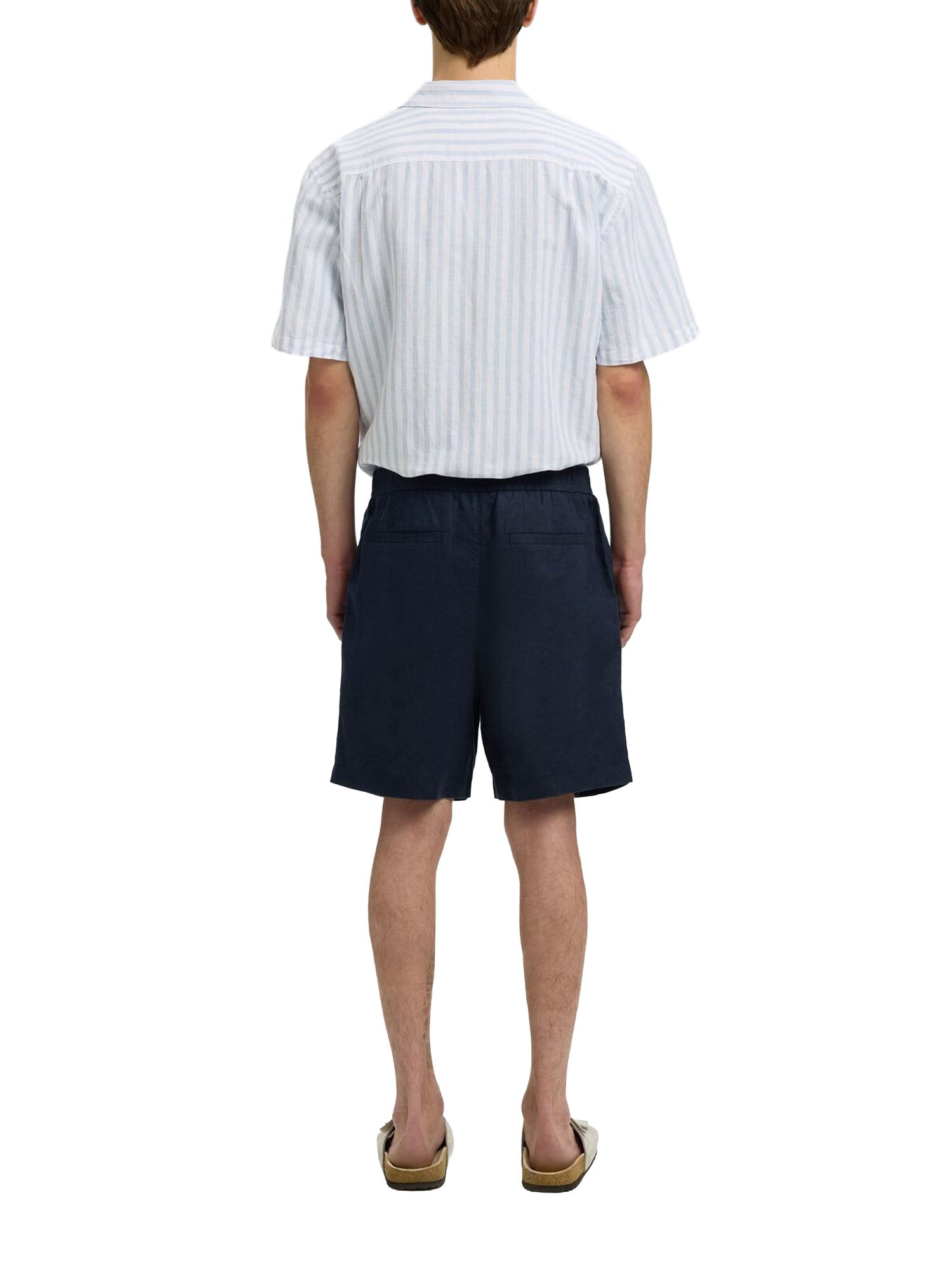 Selected Pantaloncini in Lino Blu