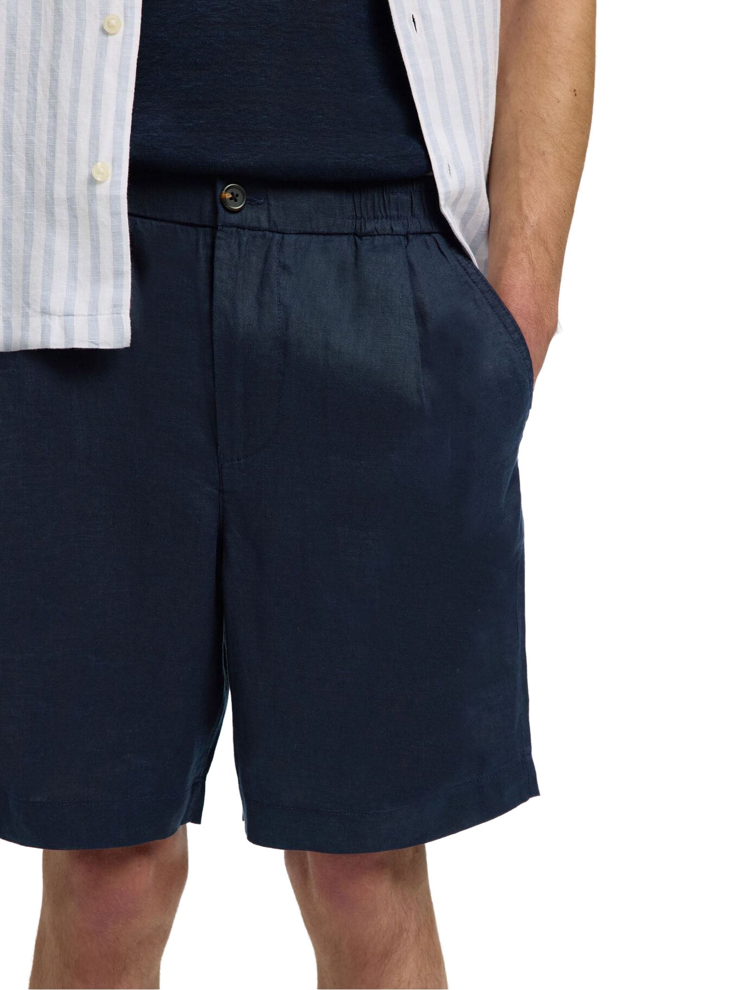 Selected Pantaloncini in Lino Blu