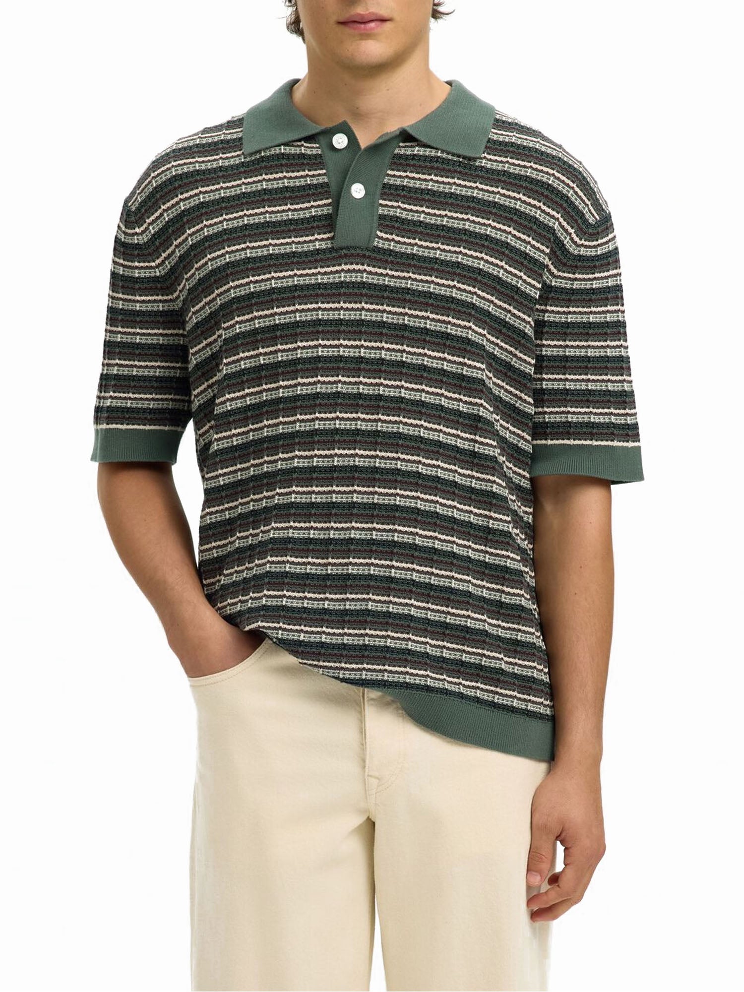 Selected Camicia Polo in Maglia Verde